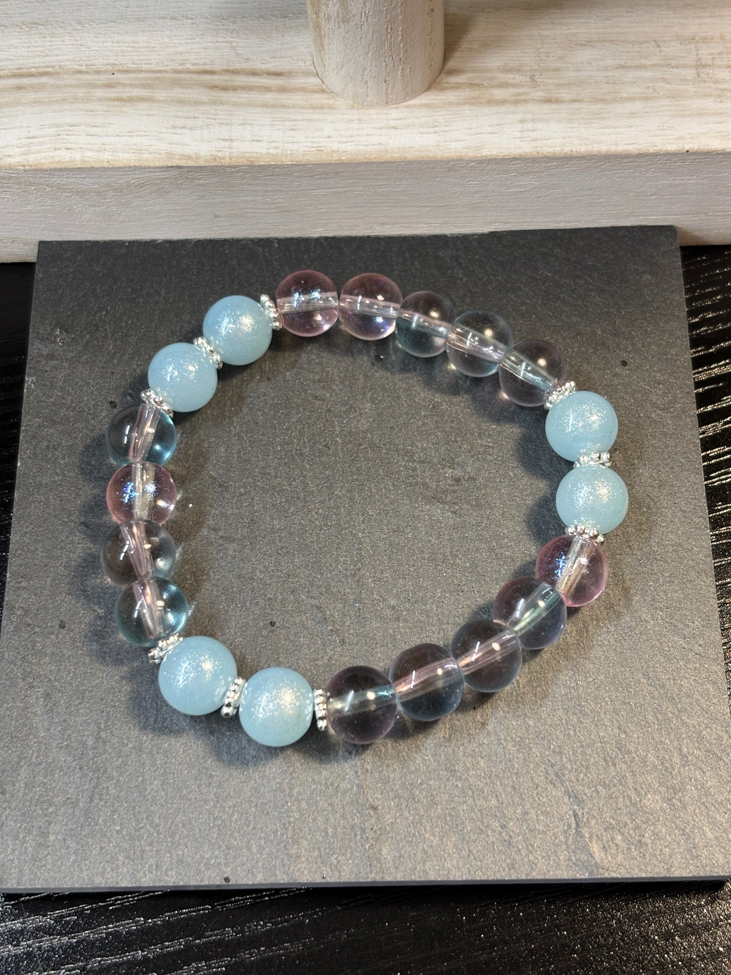 "Baby Shower III" - Handmade Glass Beaded Stretch Bracelet