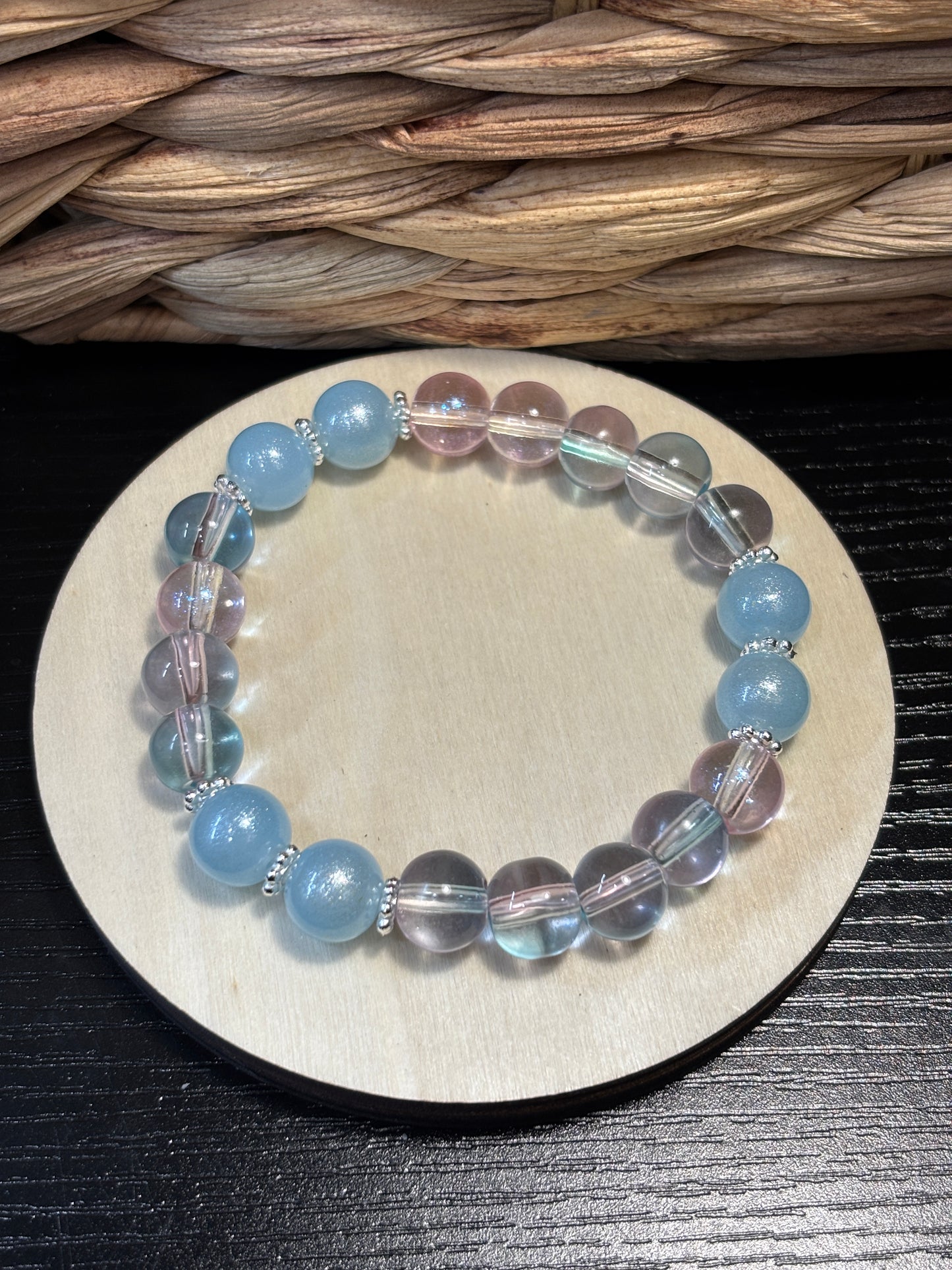 "Baby Shower III" - Handmade Glass Beaded Stretch Bracelet