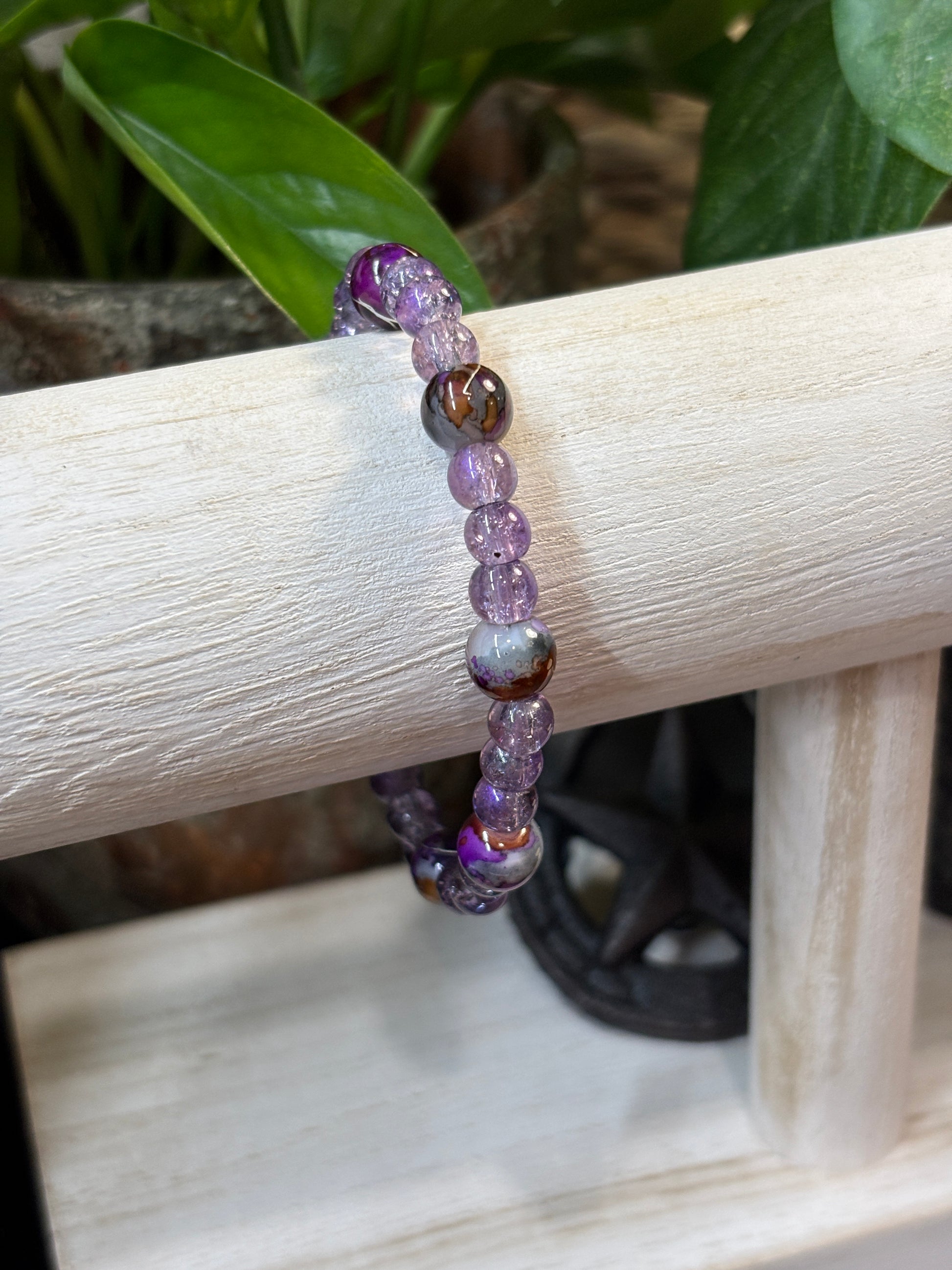 Phoebe II  Handmade Glass Beaded Stretch Bracelet - 2
