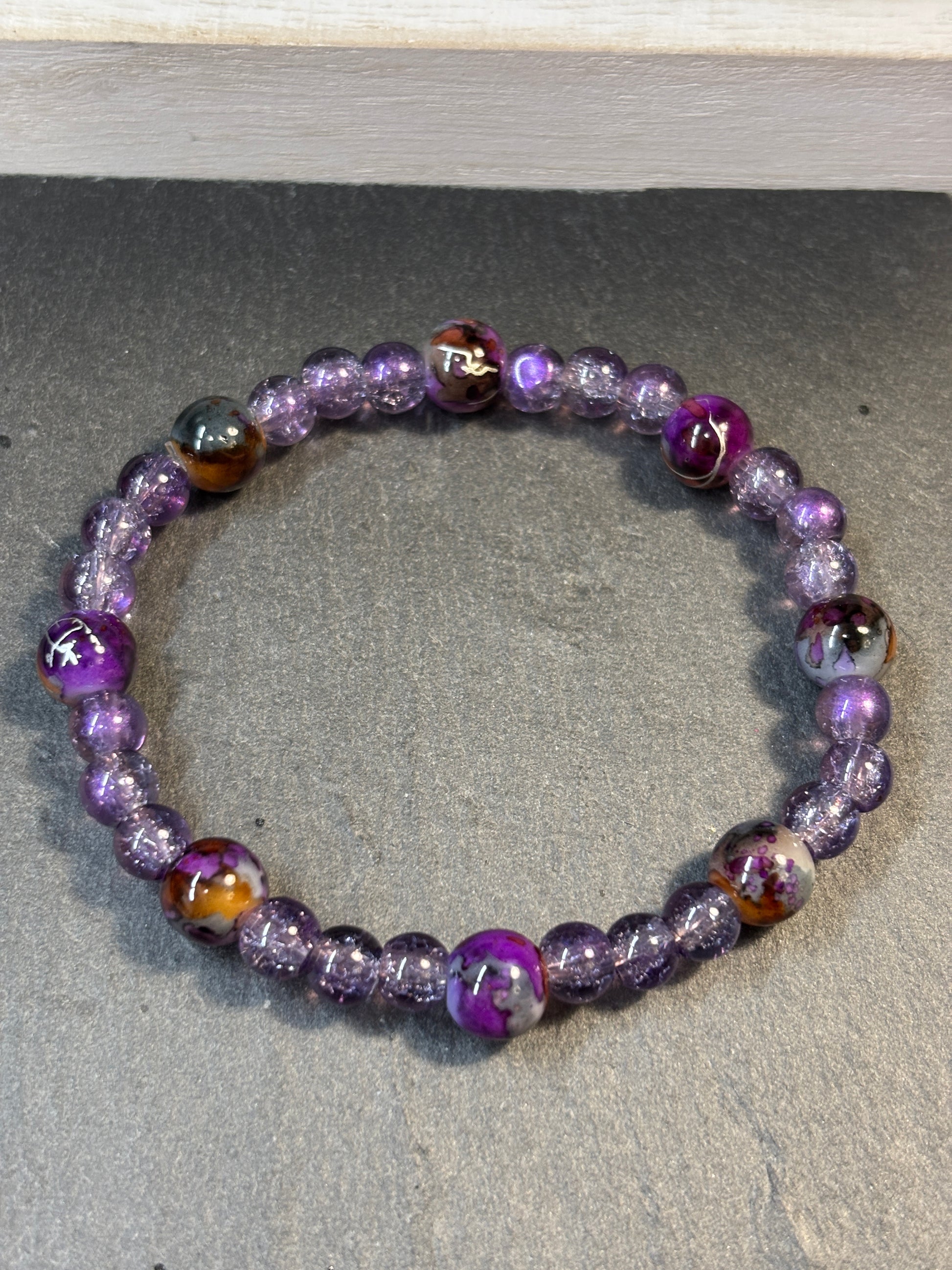 Phoebe II  Handmade Glass Beaded Stretch Bracelet - 3