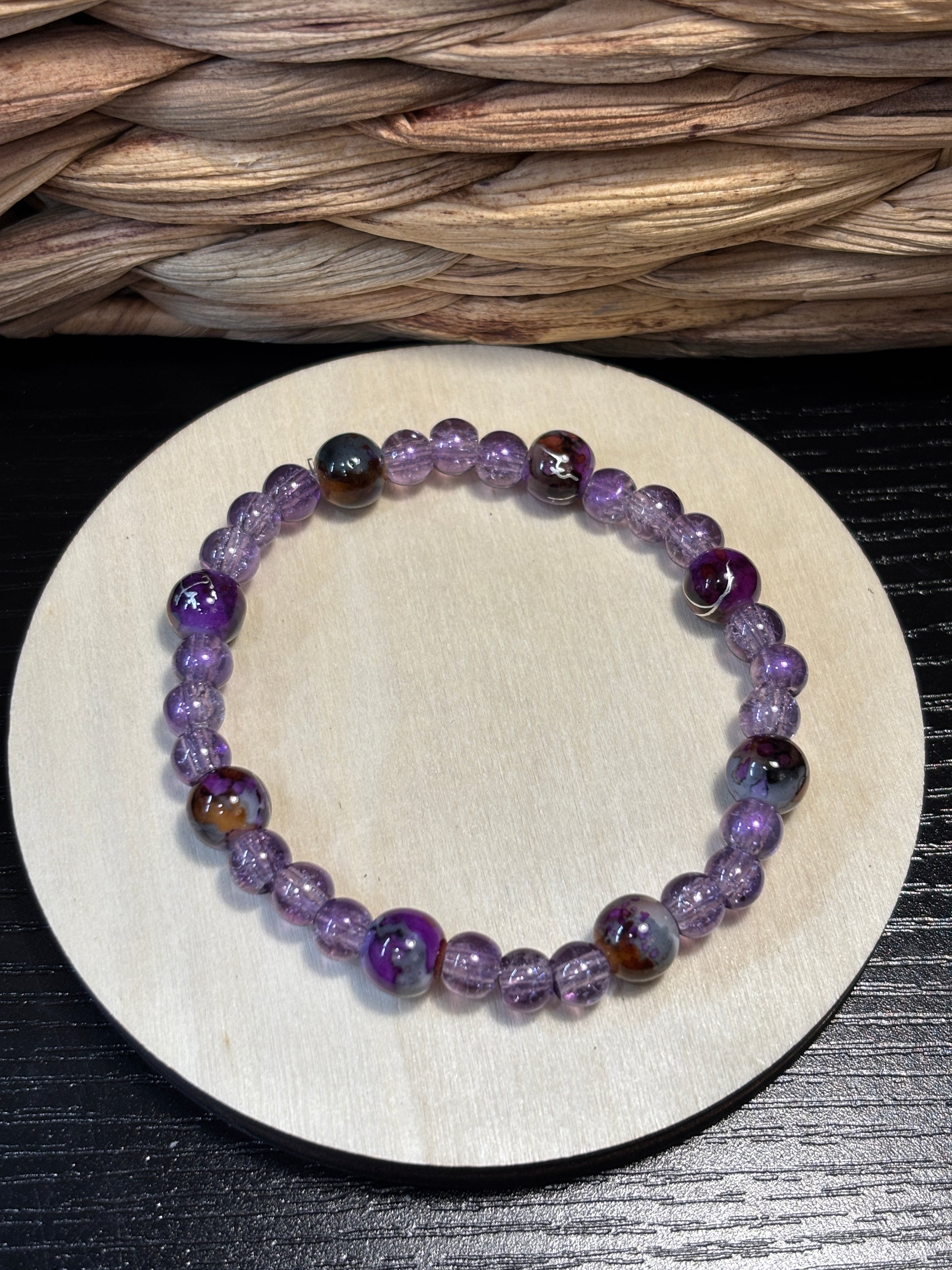 Phoebe II  Handmade Glass Beaded Stretch Bracelet - 4