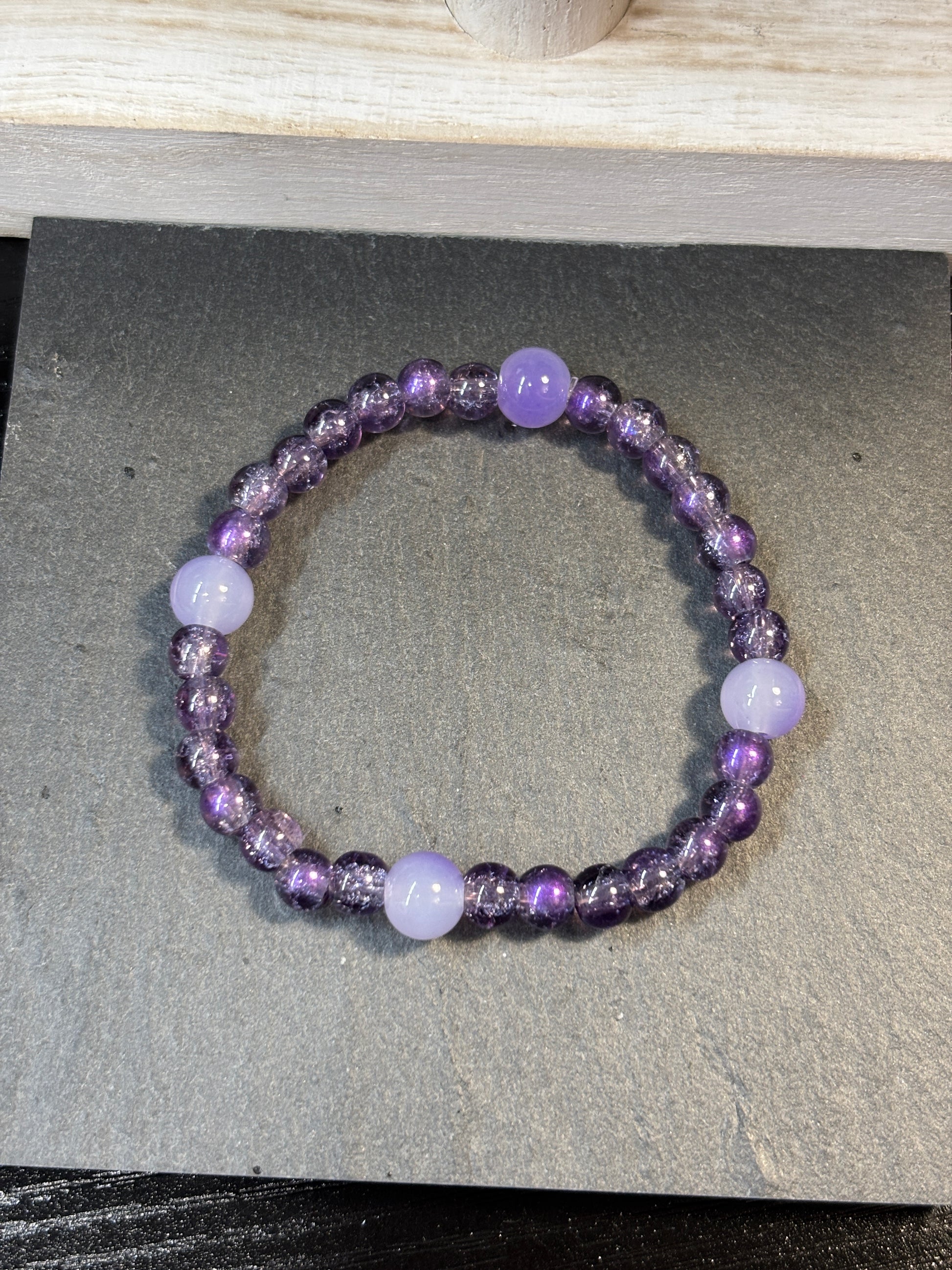 Parker  Handmade Glass Beaded Stretch Bracelet - 3