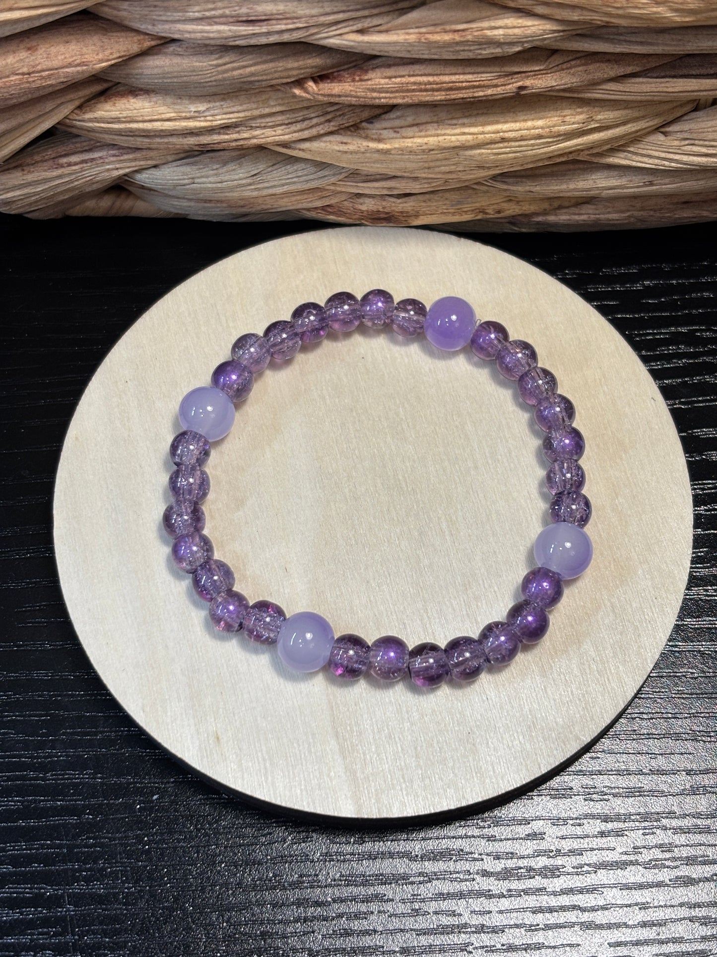 Parker  Handmade Glass Beaded Stretch Bracelet - 4