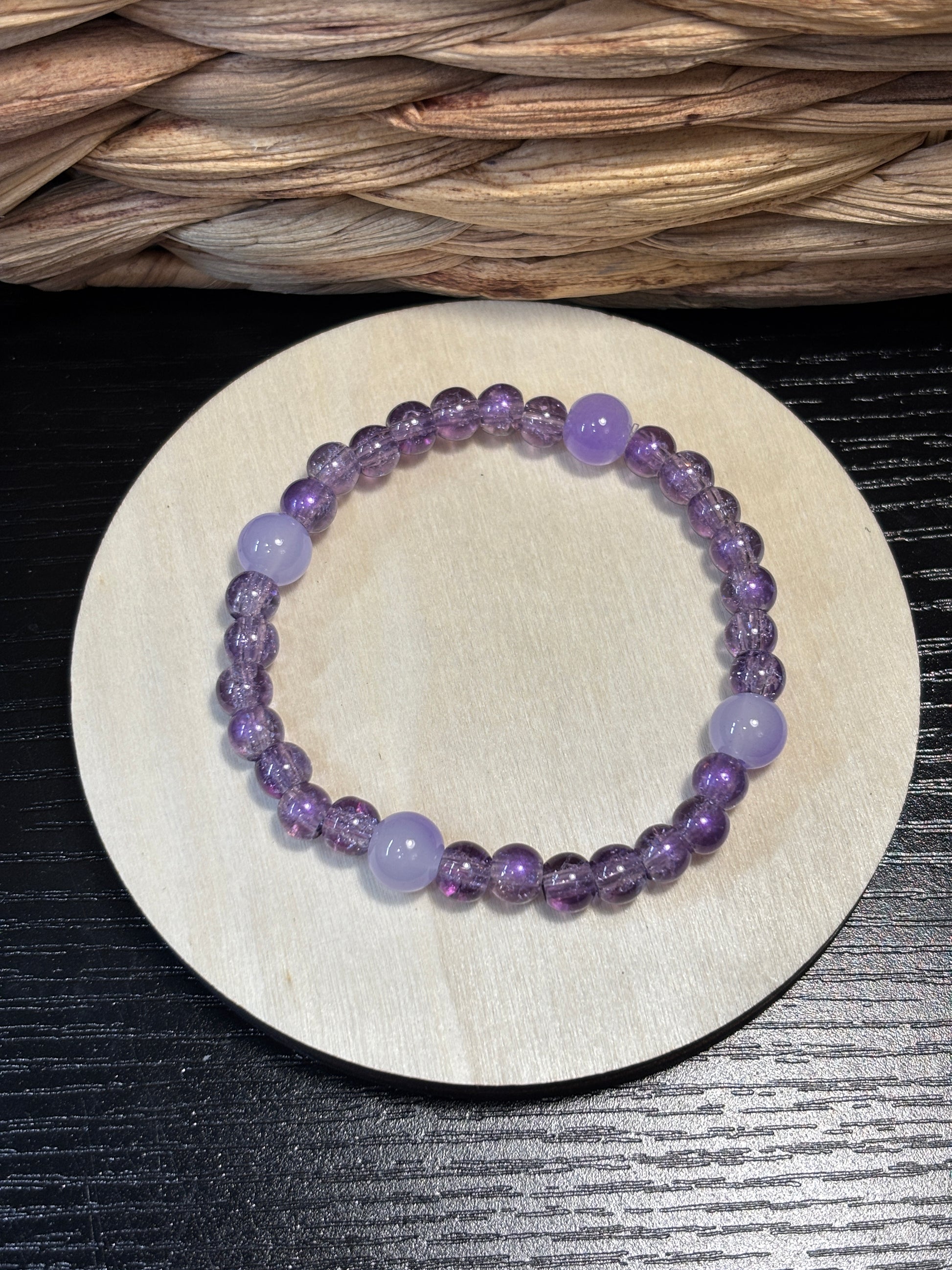 Parker  Handmade Glass Beaded Stretch Bracelet - 4