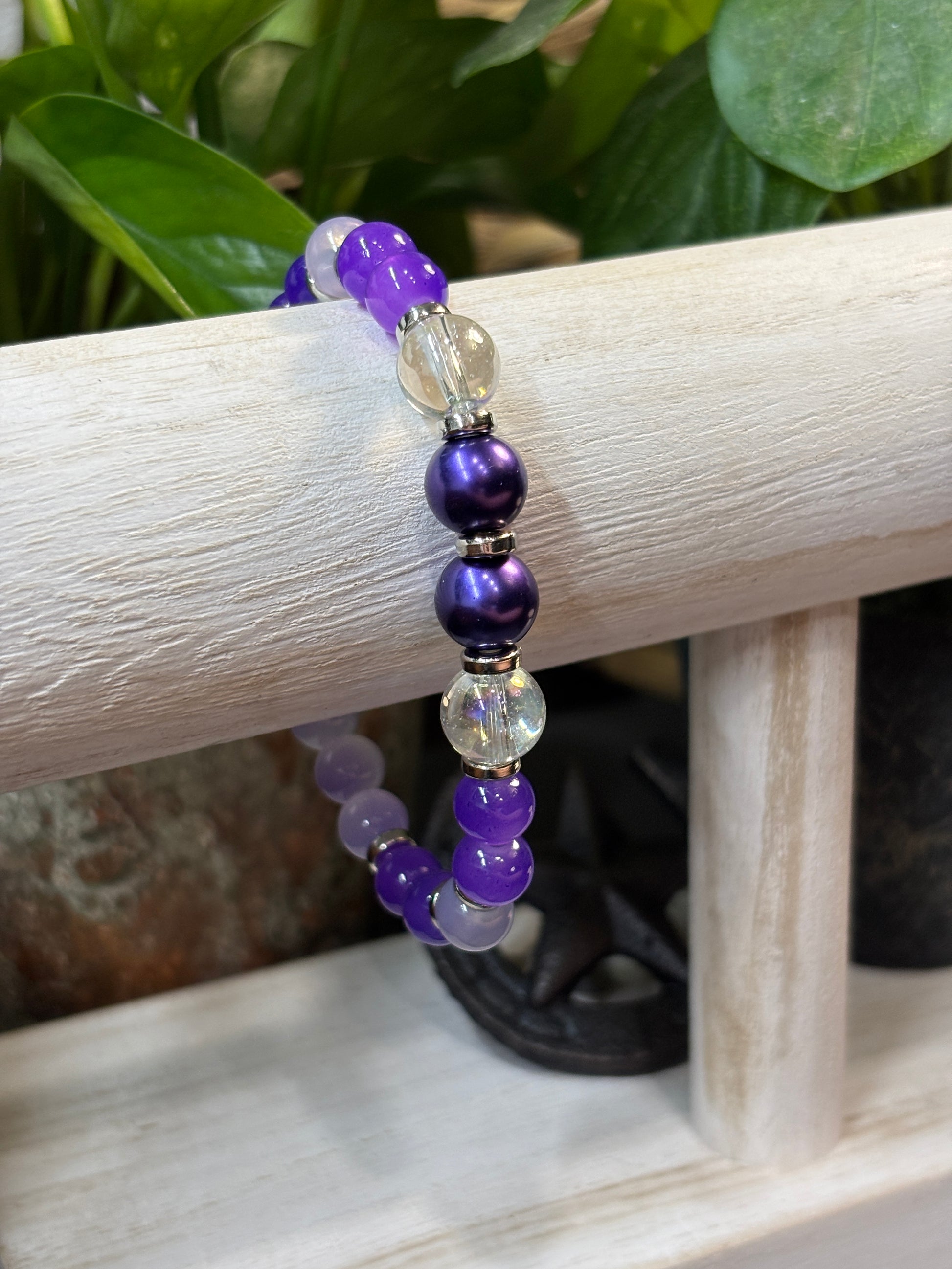 Lexi II  Handmade Glass Beaded Stretch Bracelet - 2