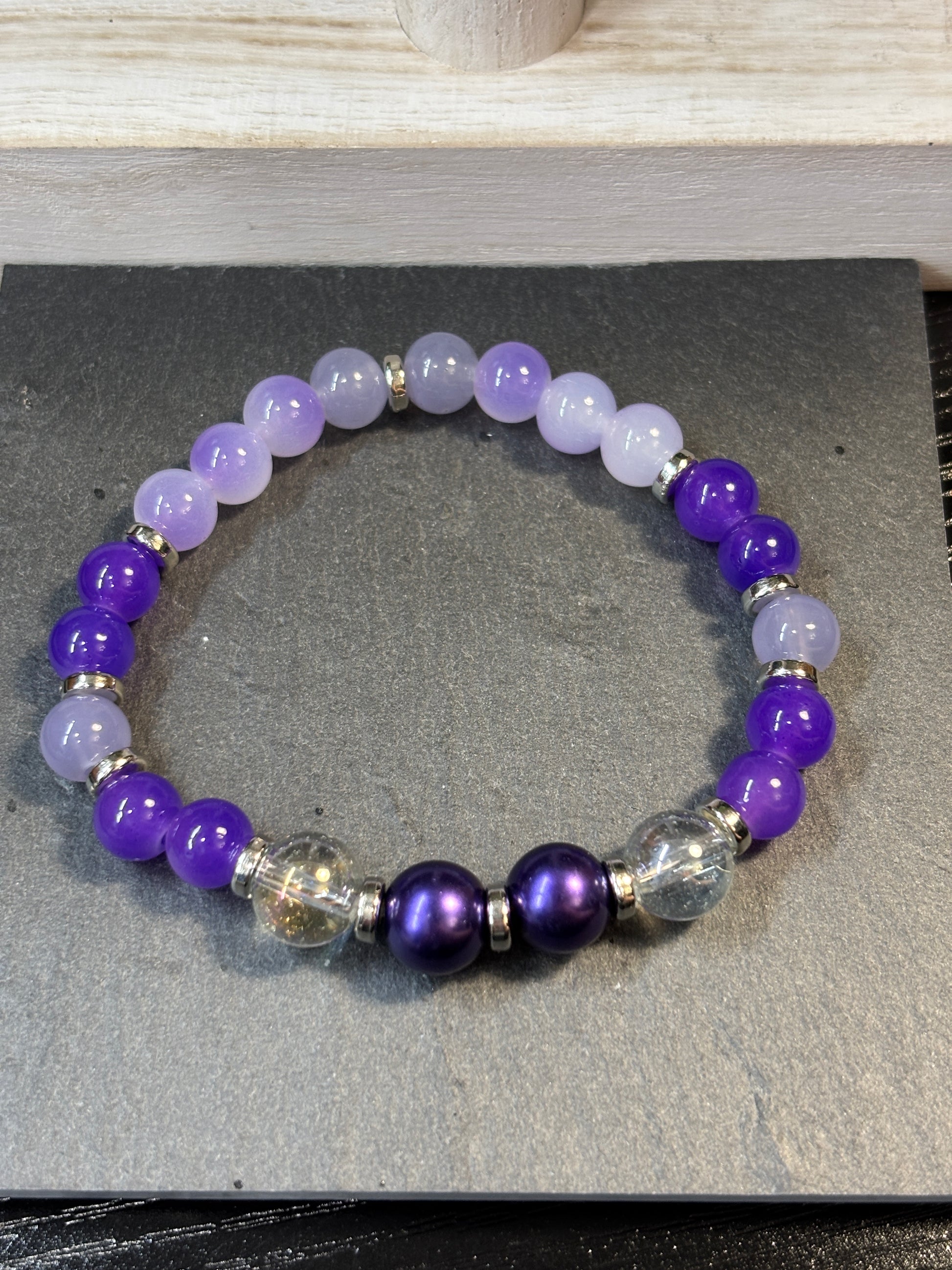 Lexi II  Handmade Glass Beaded Stretch Bracelet - 3