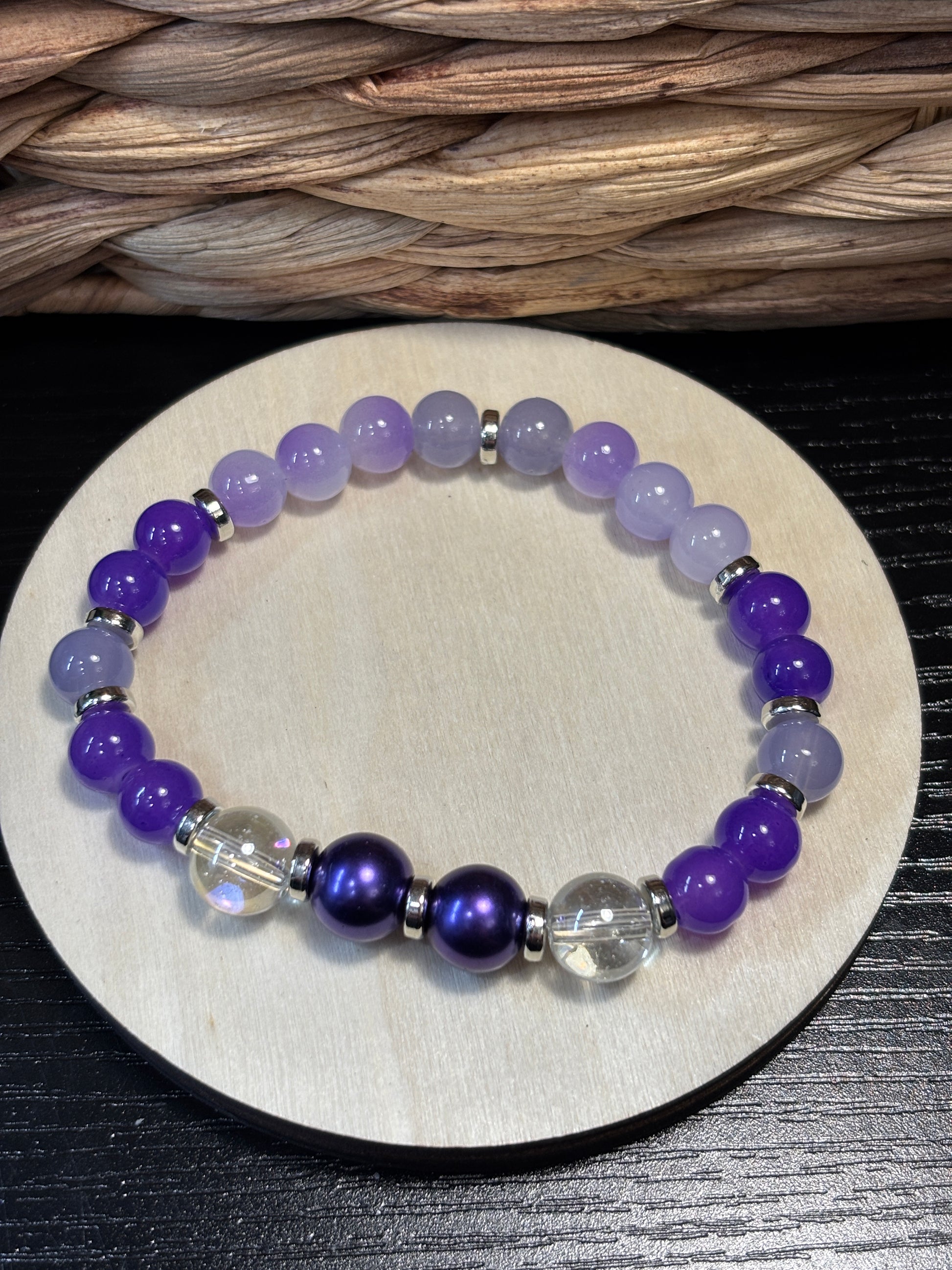 Lexi II  Handmade Glass Beaded Stretch Bracelet - 4