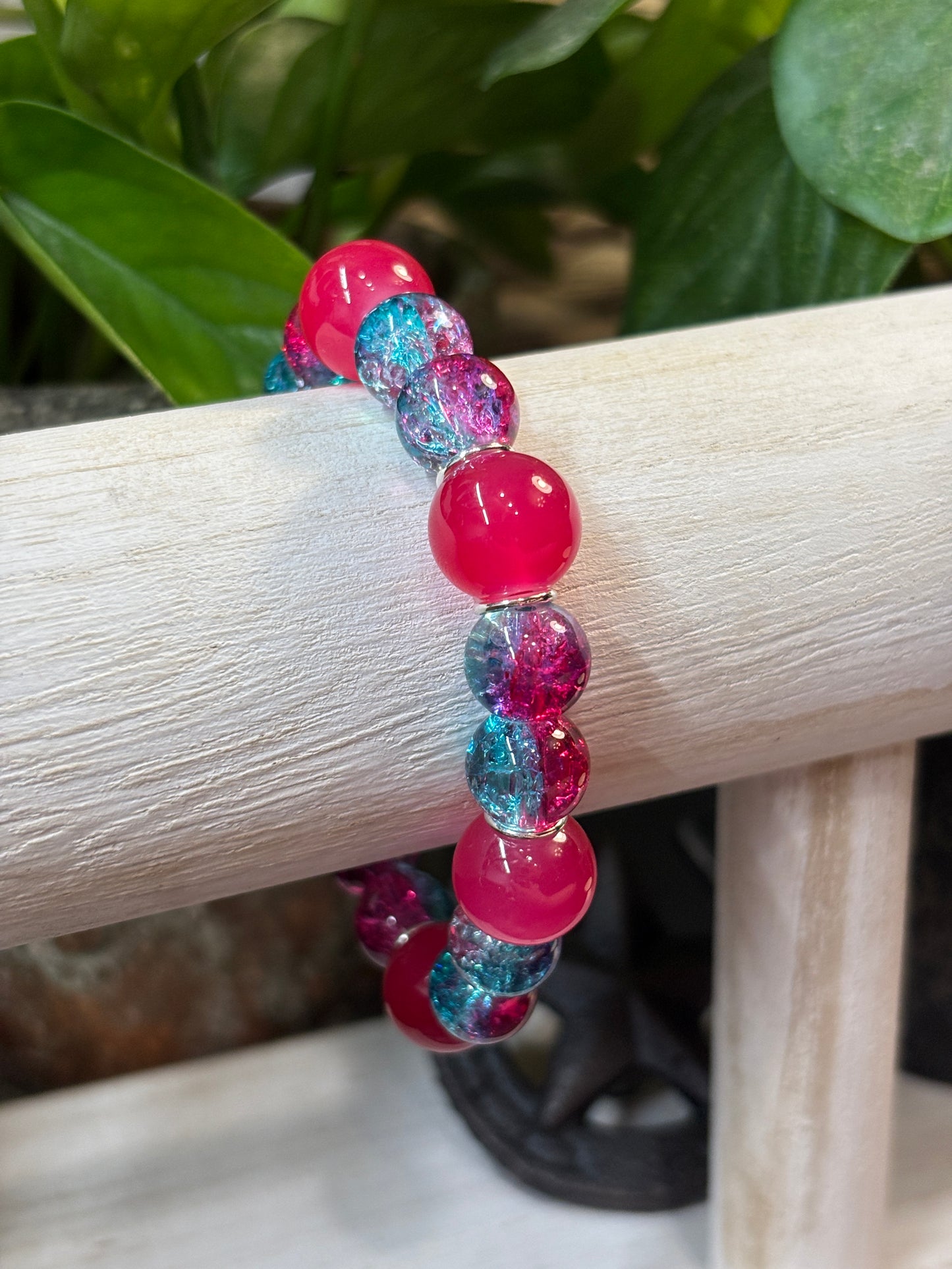 "Wonder II" - Handmade Glass Beaded Stretch Bracelet