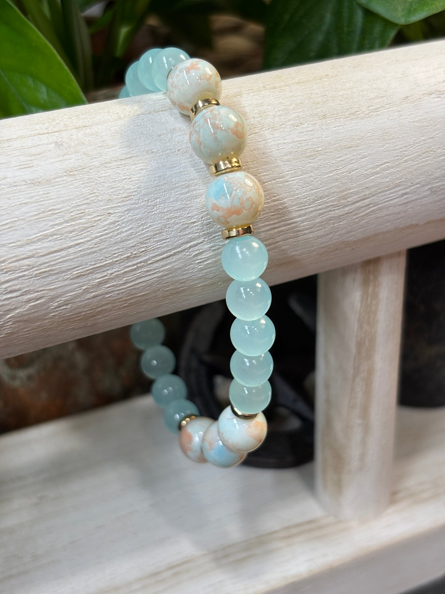 "Spring" - Handmade Glass Beaded Stretch Bracelet