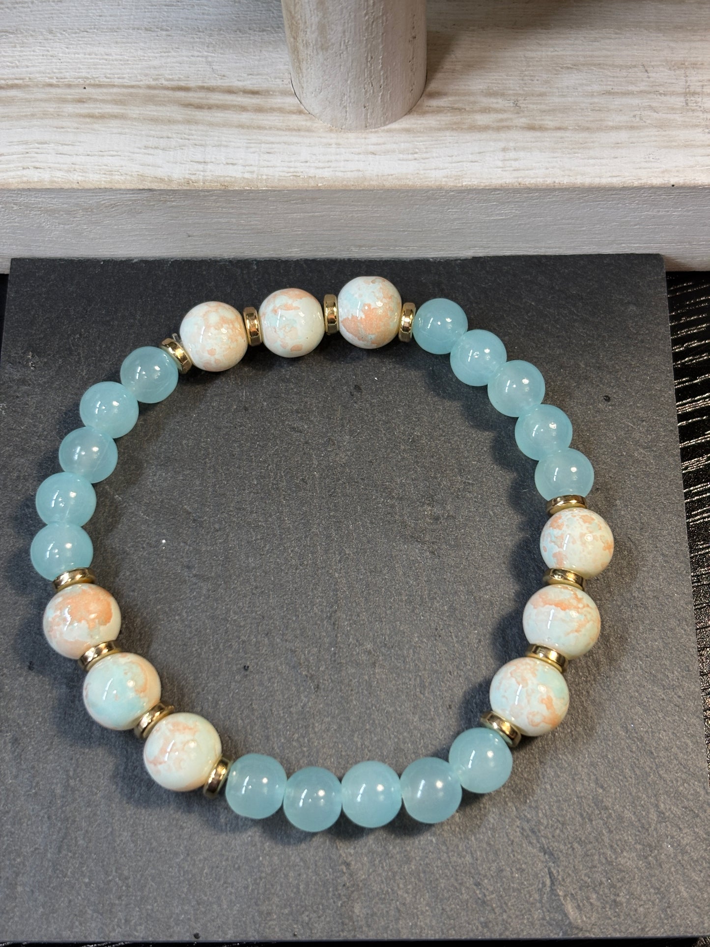"Spring" - Handmade Glass Beaded Stretch Bracelet