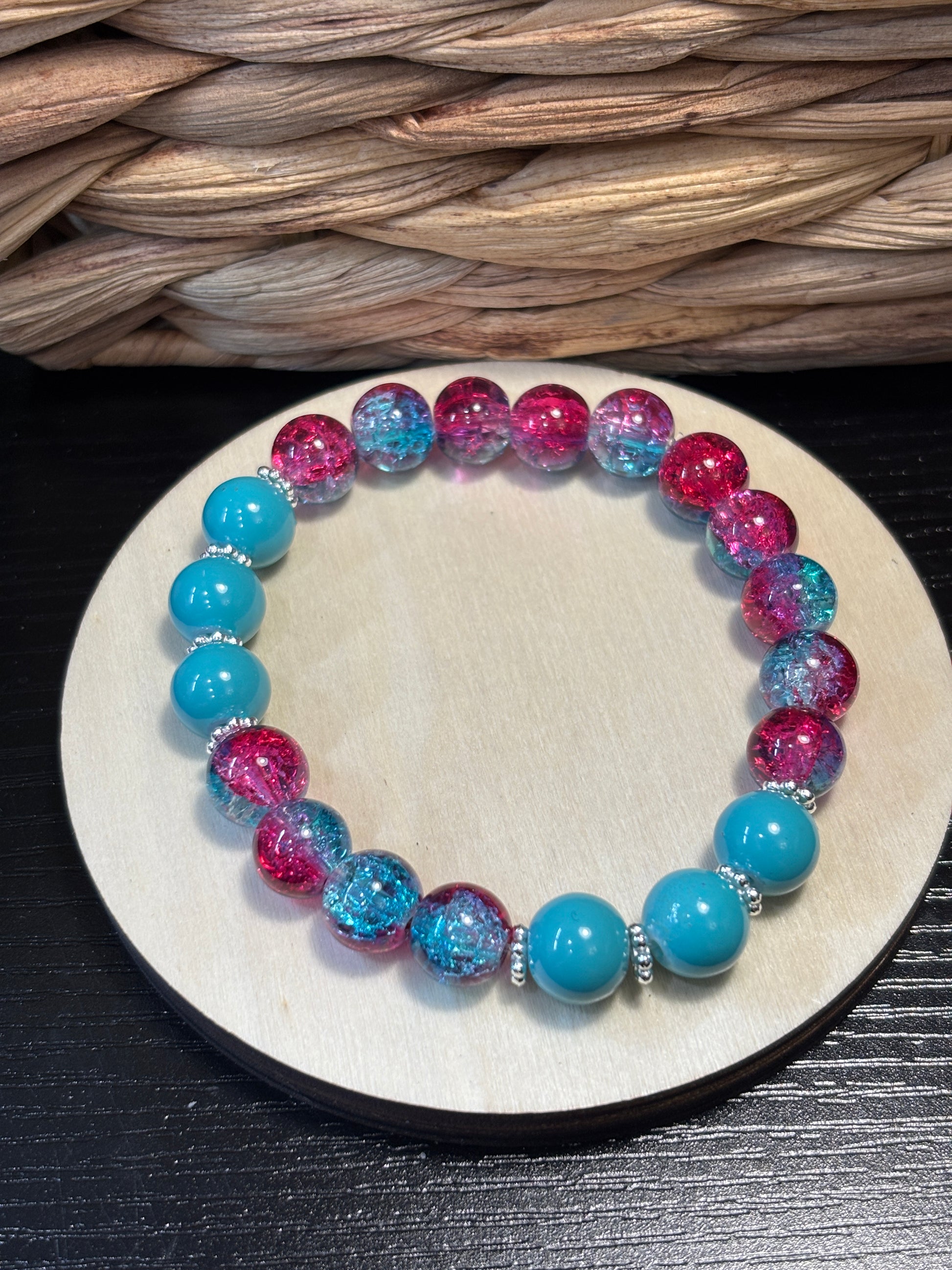 Gwen III  Handmade Glass Beaded Stretch Bracelet - 5