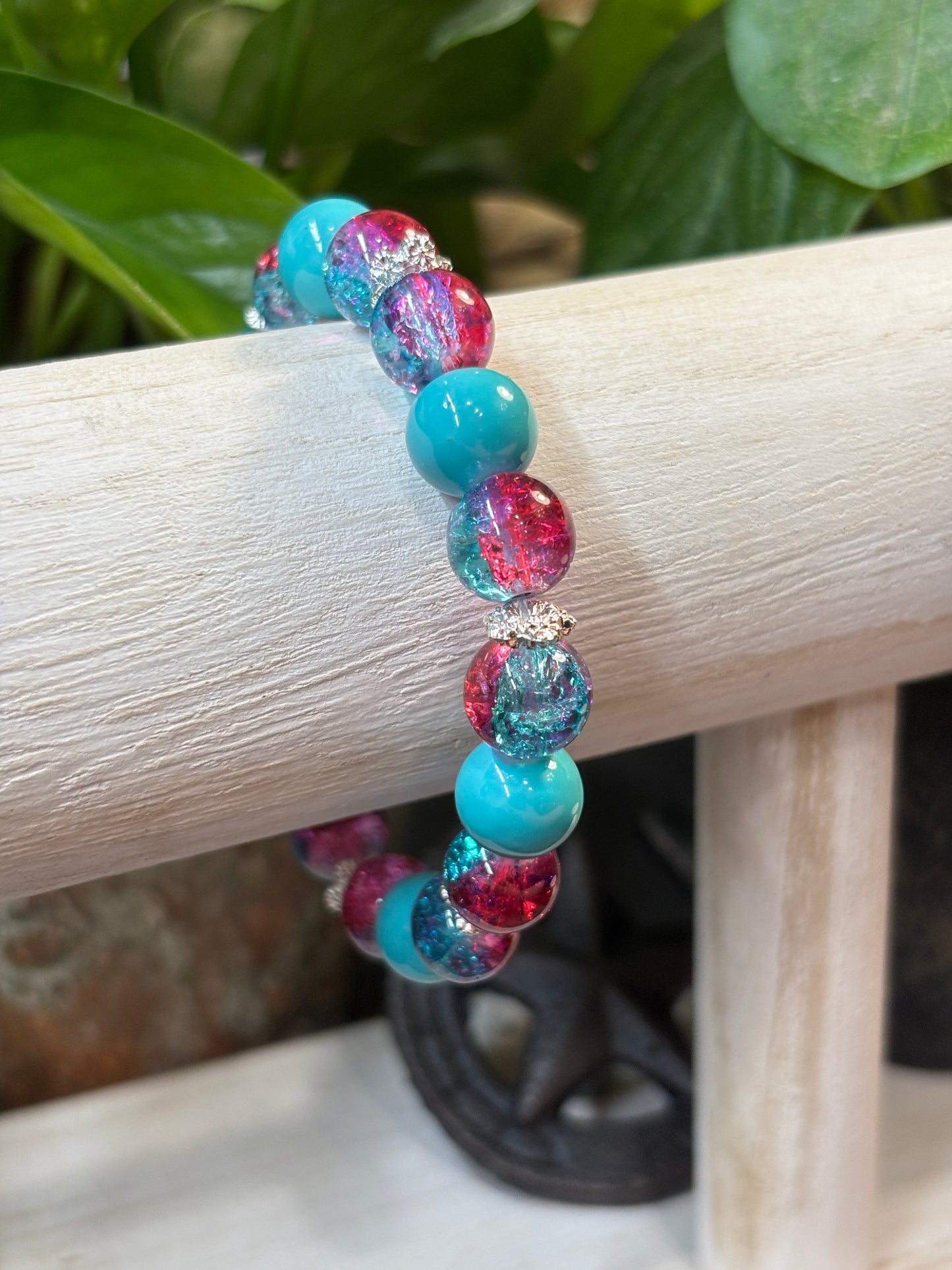 Gwen II  Handmade Glass Beaded Stretch Bracelet - 2