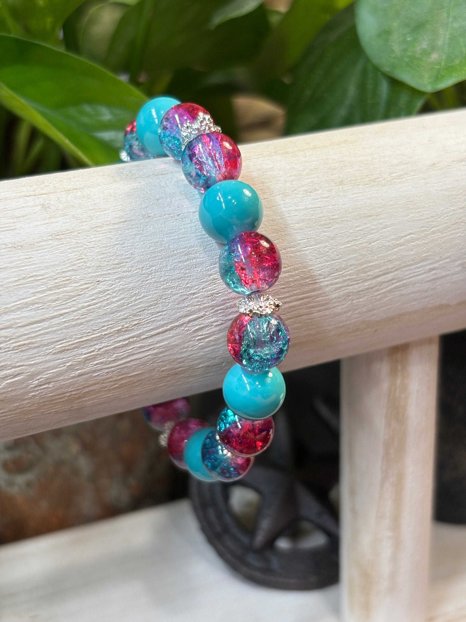 Gwen II  Handmade Glass Beaded Stretch Bracelet - 2