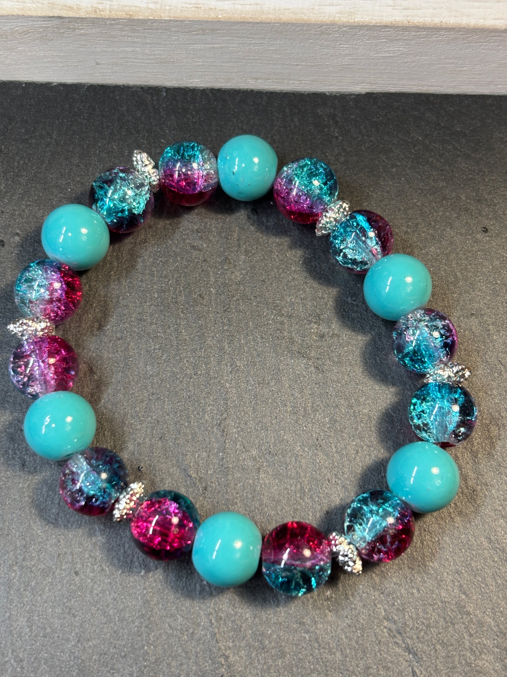 Gwen II  Handmade Glass Beaded Stretch Bracelet - 3
