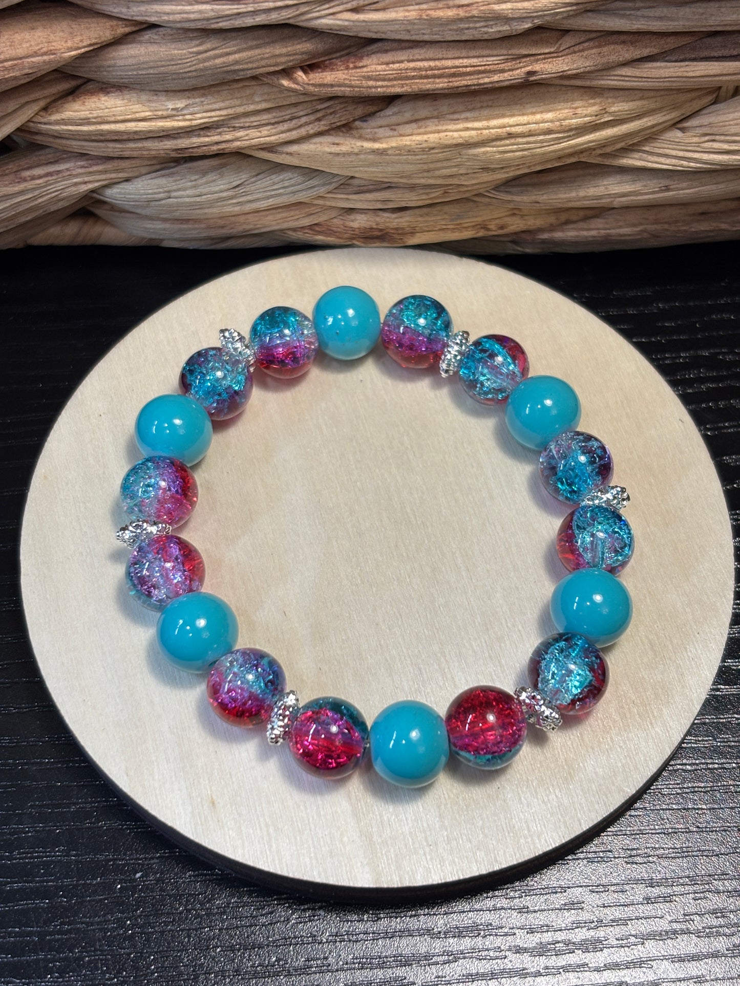 Gwen II  Handmade Glass Beaded Stretch Bracelet - 4