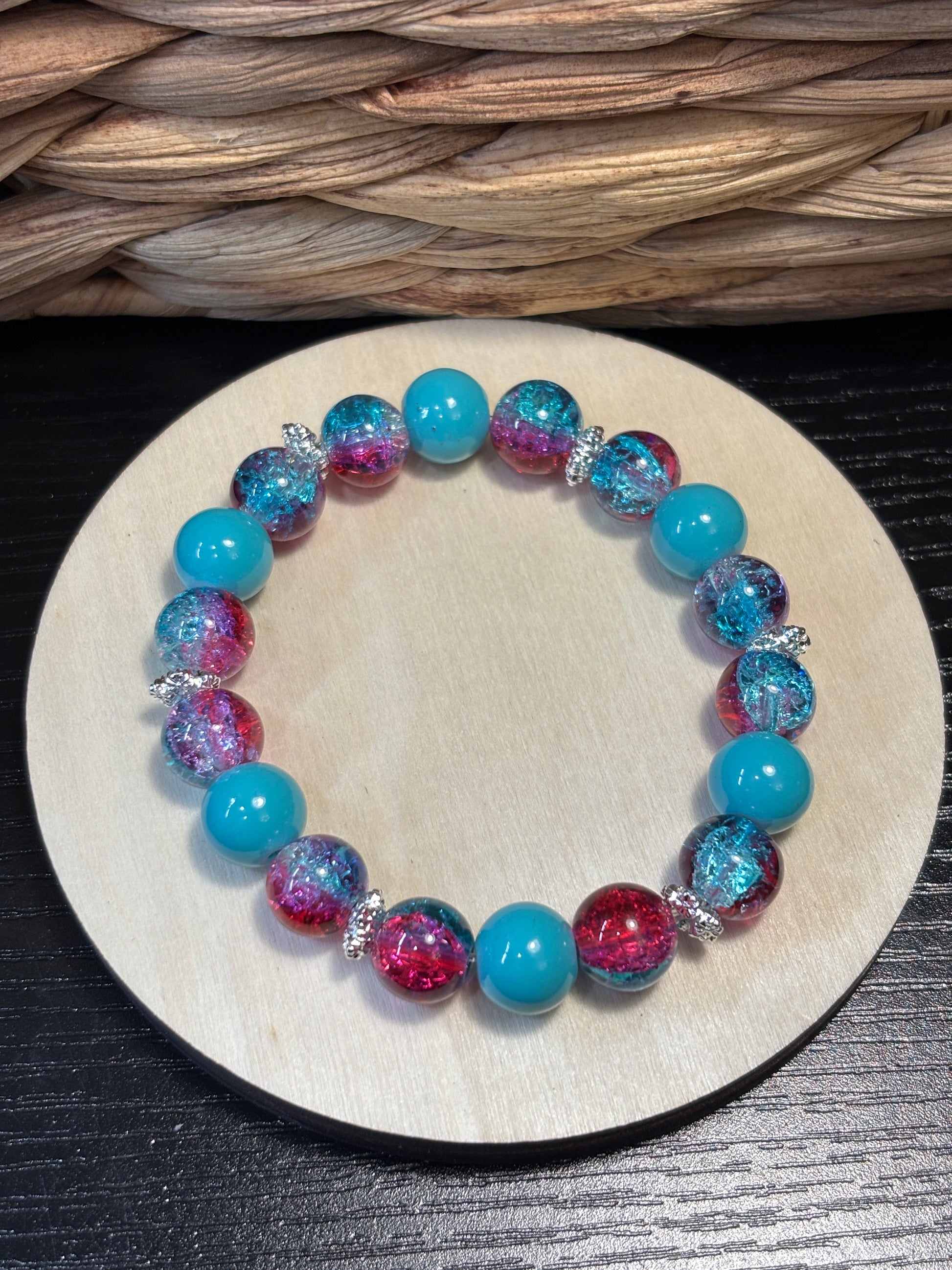 Gwen II  Handmade Glass Beaded Stretch Bracelet - 4