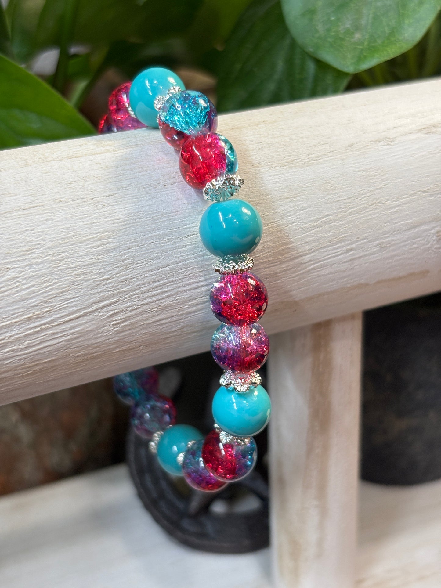 "Gwen" - Handmade Glass Beaded Stretch Bracelet