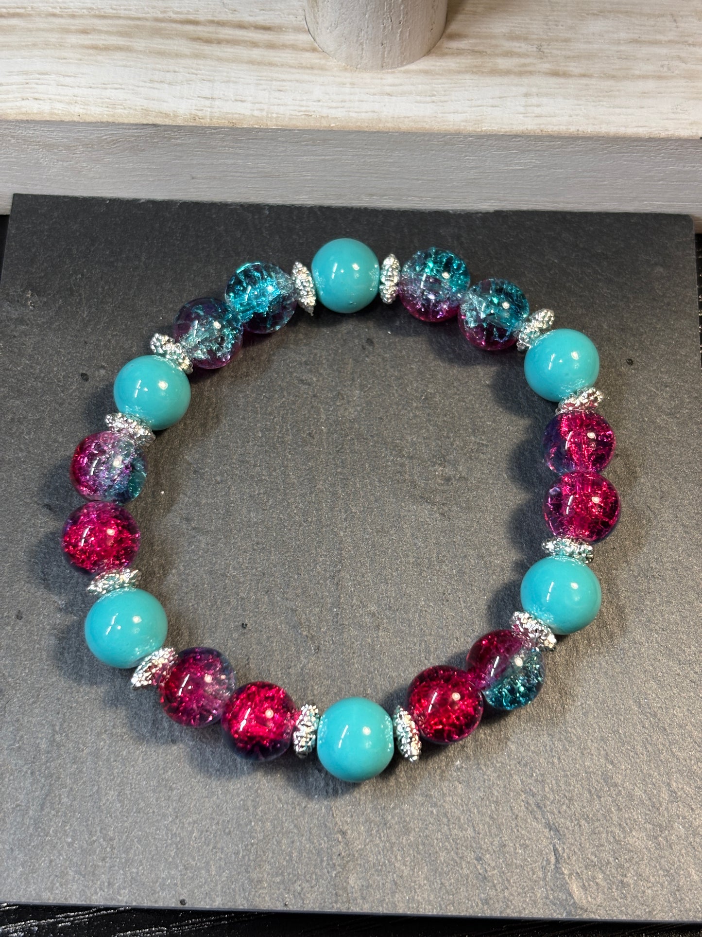 "Gwen" - Handmade Glass Beaded Stretch Bracelet