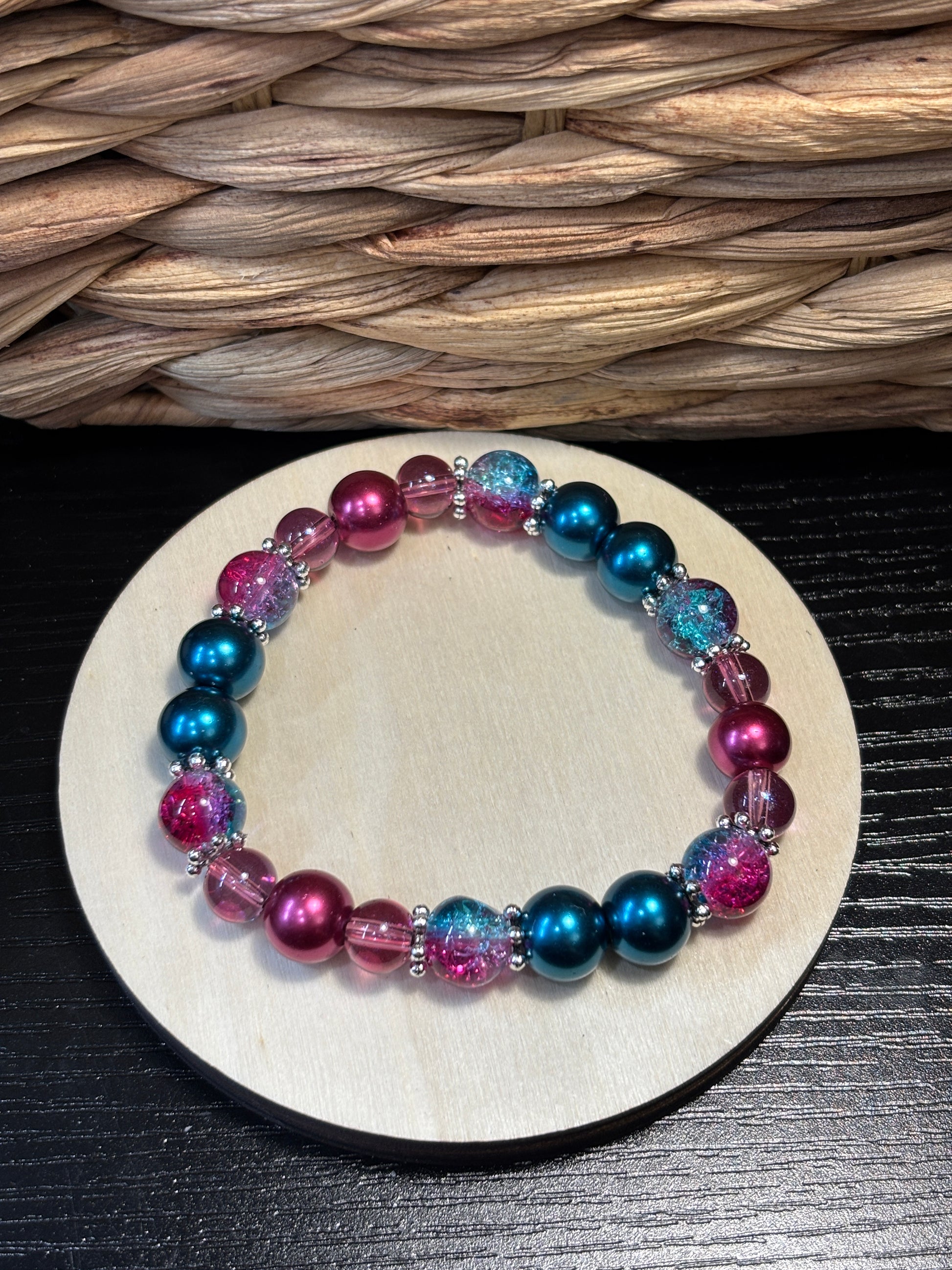 Chances  Handmade Glass Beaded Stretch Bracelet - 4