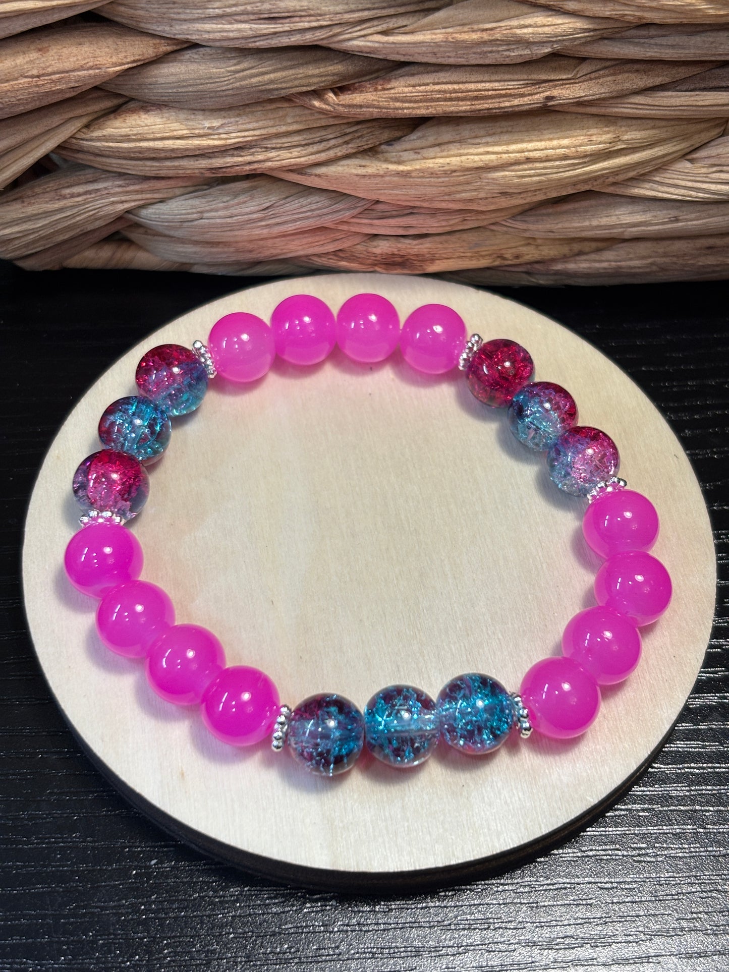 "Arianna" - Handmade Glass Beaded Stretch Bracelet