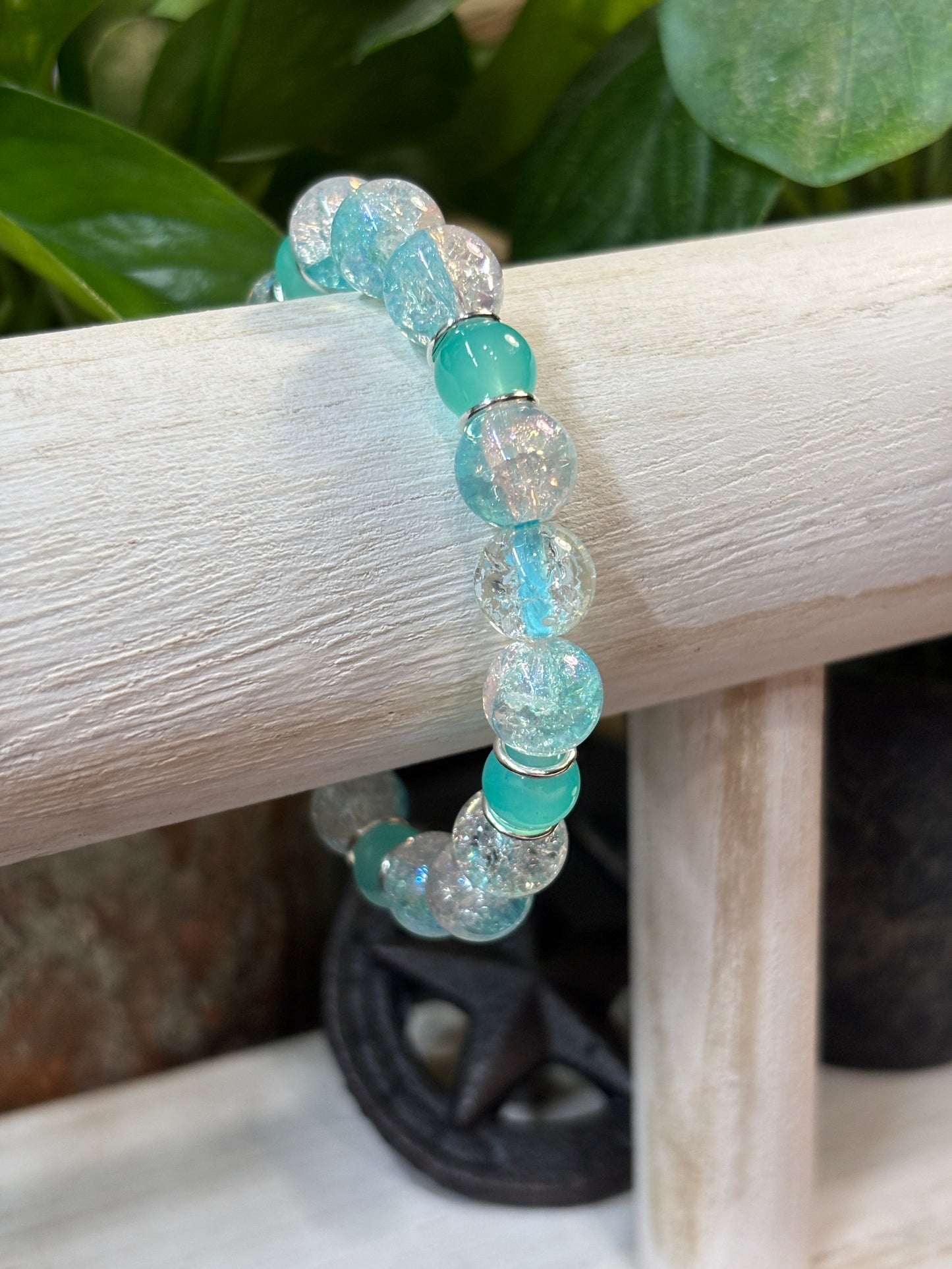 "Water Angel II" - Handmade Glass Beaded Stretch Bracelet