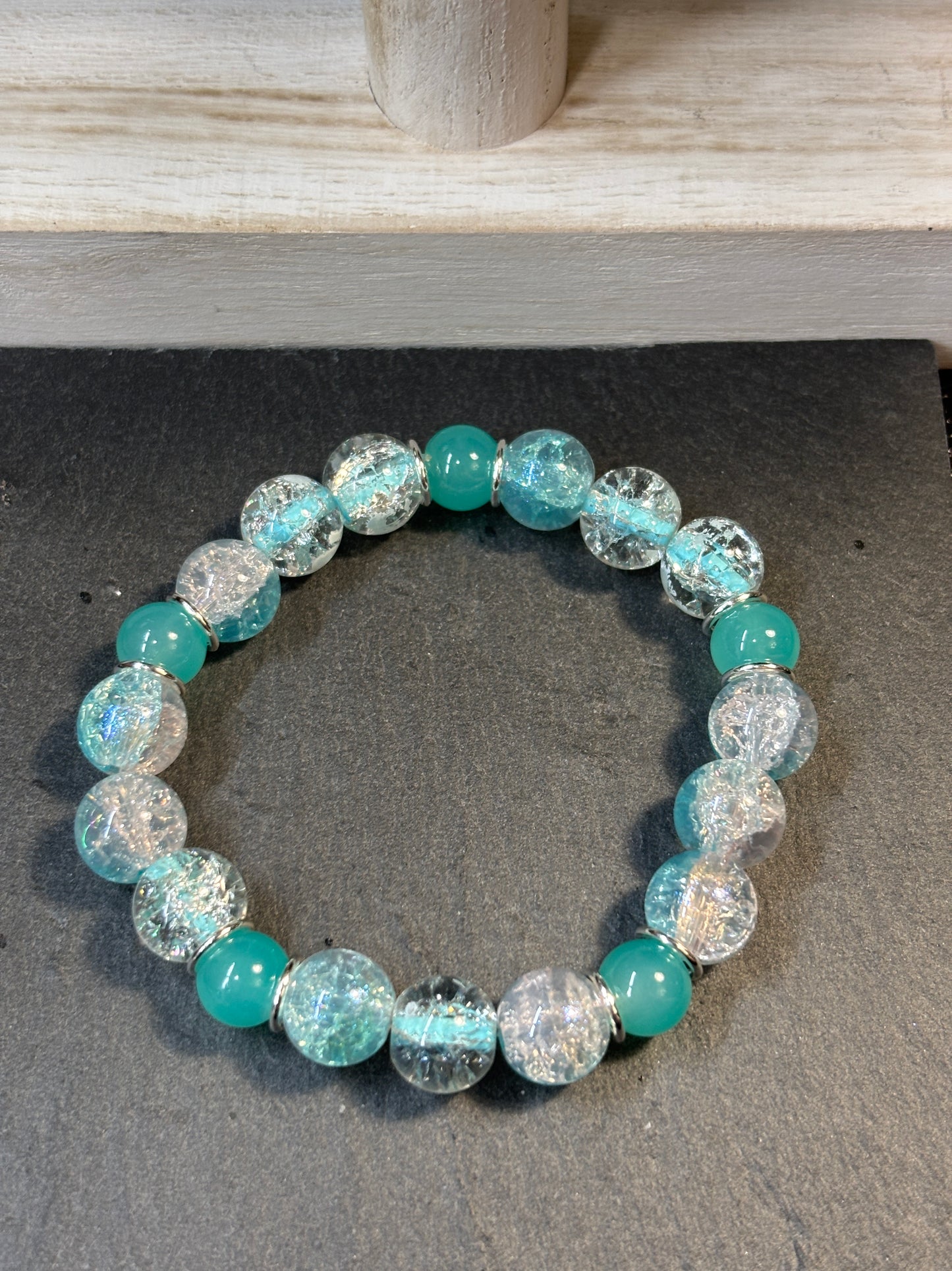 "Water Angel II" - Handmade Glass Beaded Stretch Bracelet