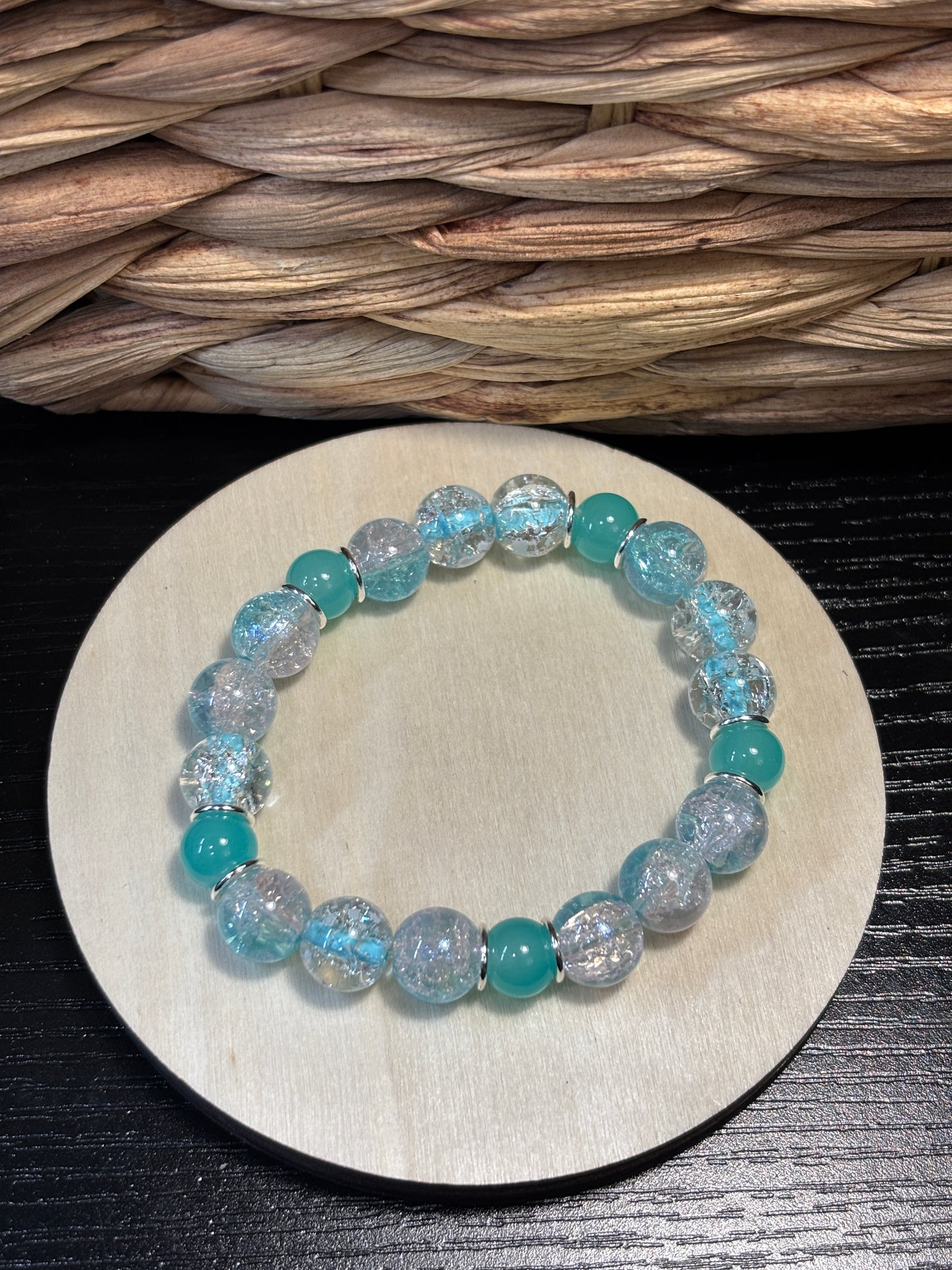 "Water Angel II" - Handmade Glass Beaded Stretch Bracelet