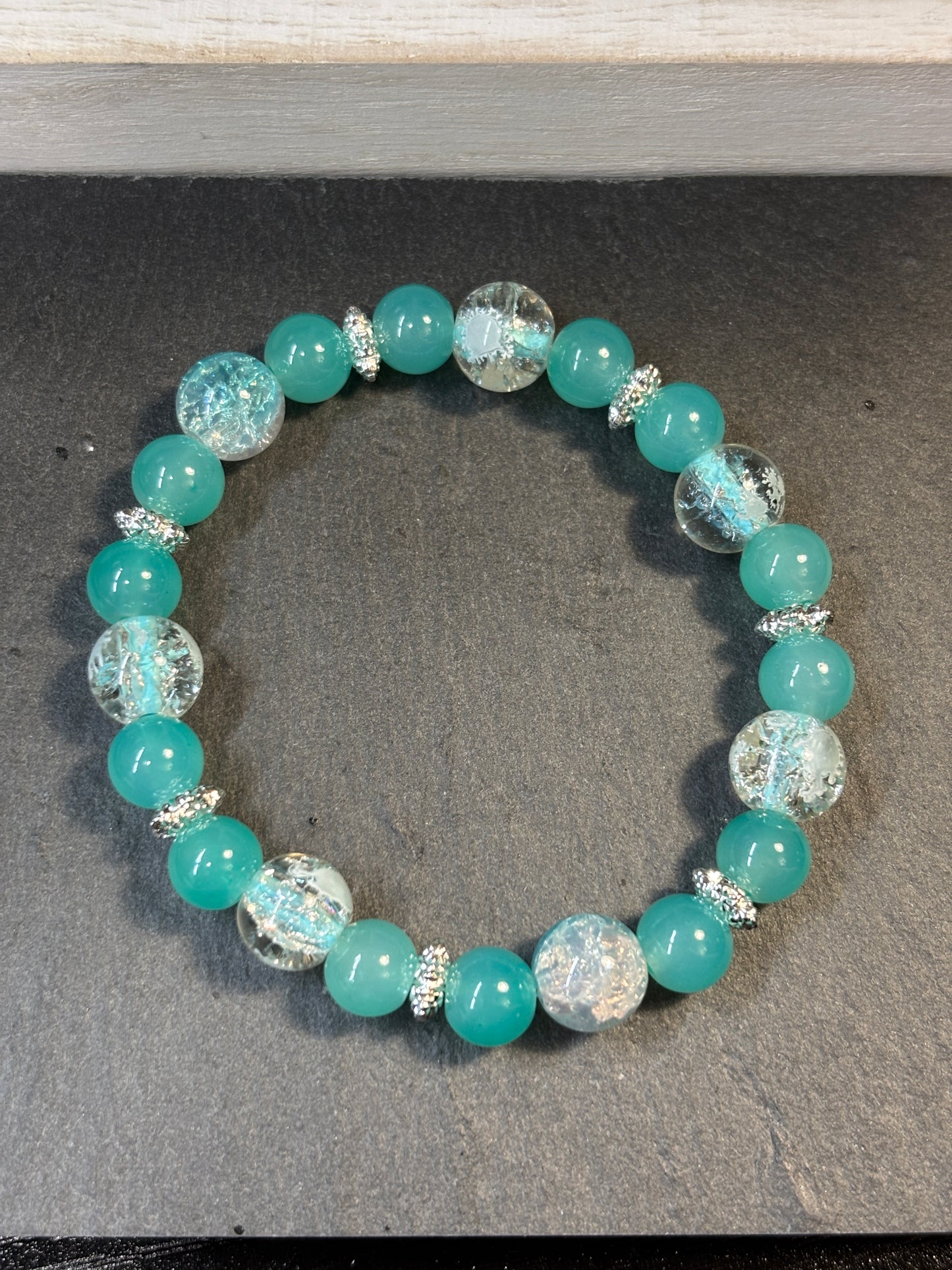 Sea Spray II  Handmade Glass Beaded Stretch Bracelet - 3