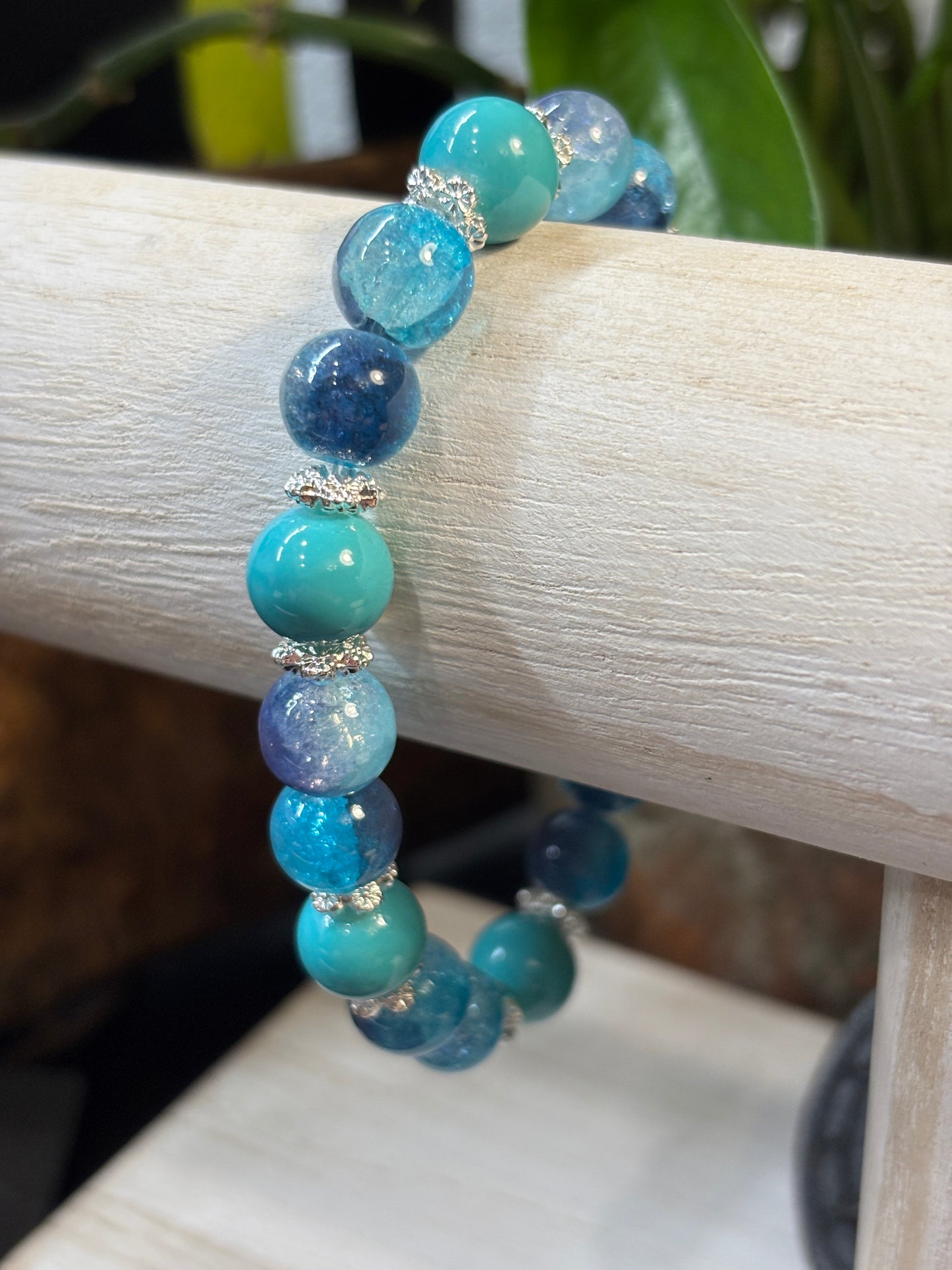 "Caribbean" - Handmade Glass Beaded Stretch Bracelet