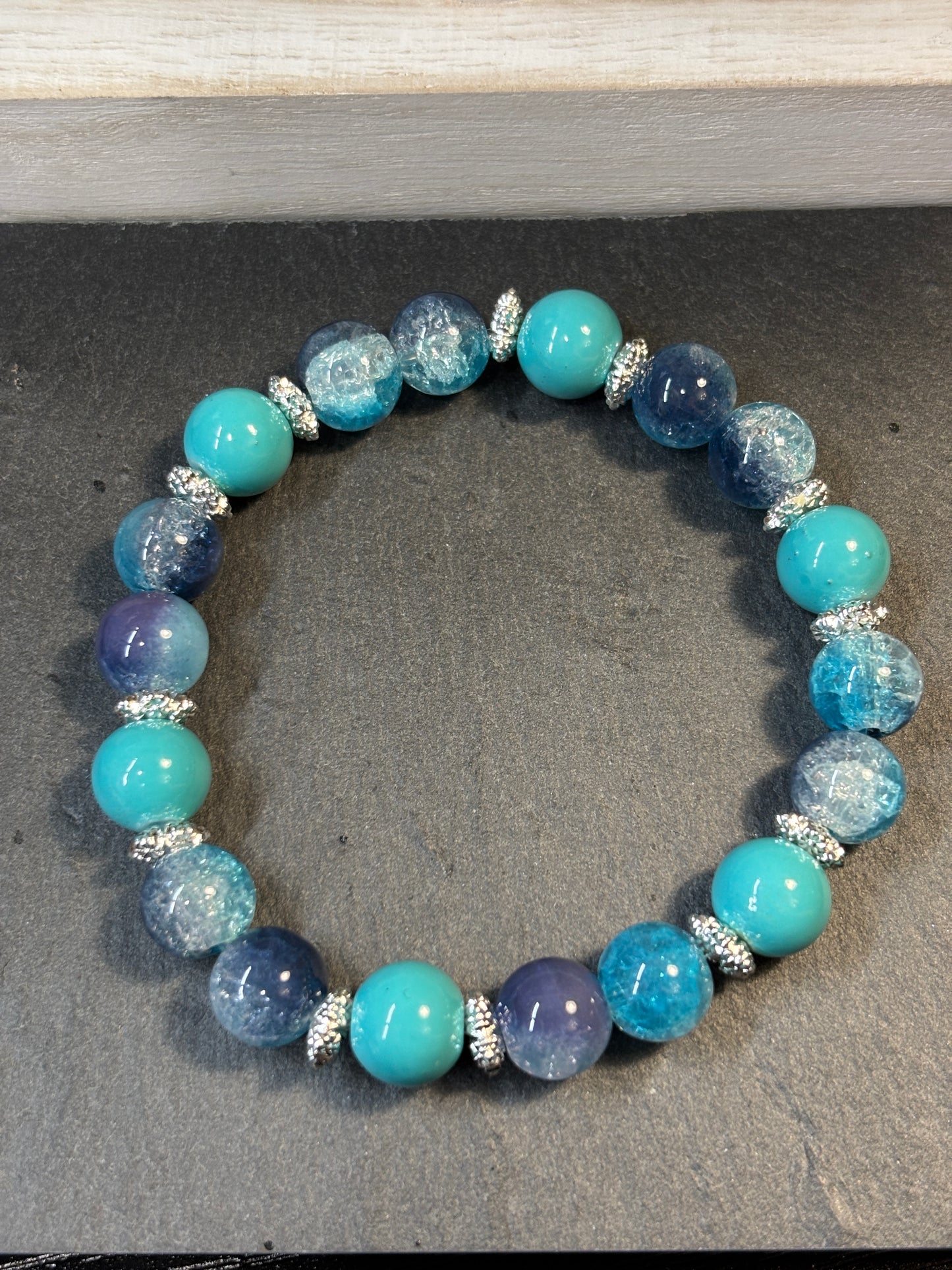 "Caribbean" - Handmade Glass Beaded Stretch Bracelet