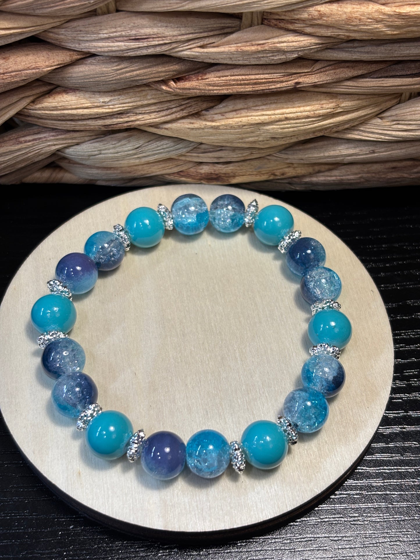 "Caribbean" - Handmade Glass Beaded Stretch Bracelet