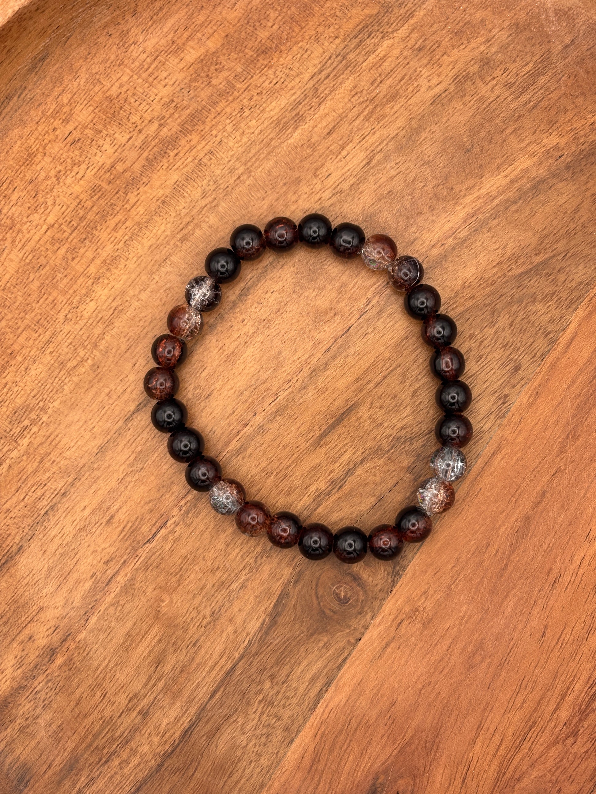 Cocoa  Handmade Glass Beaded Stretch Bracelet - 5