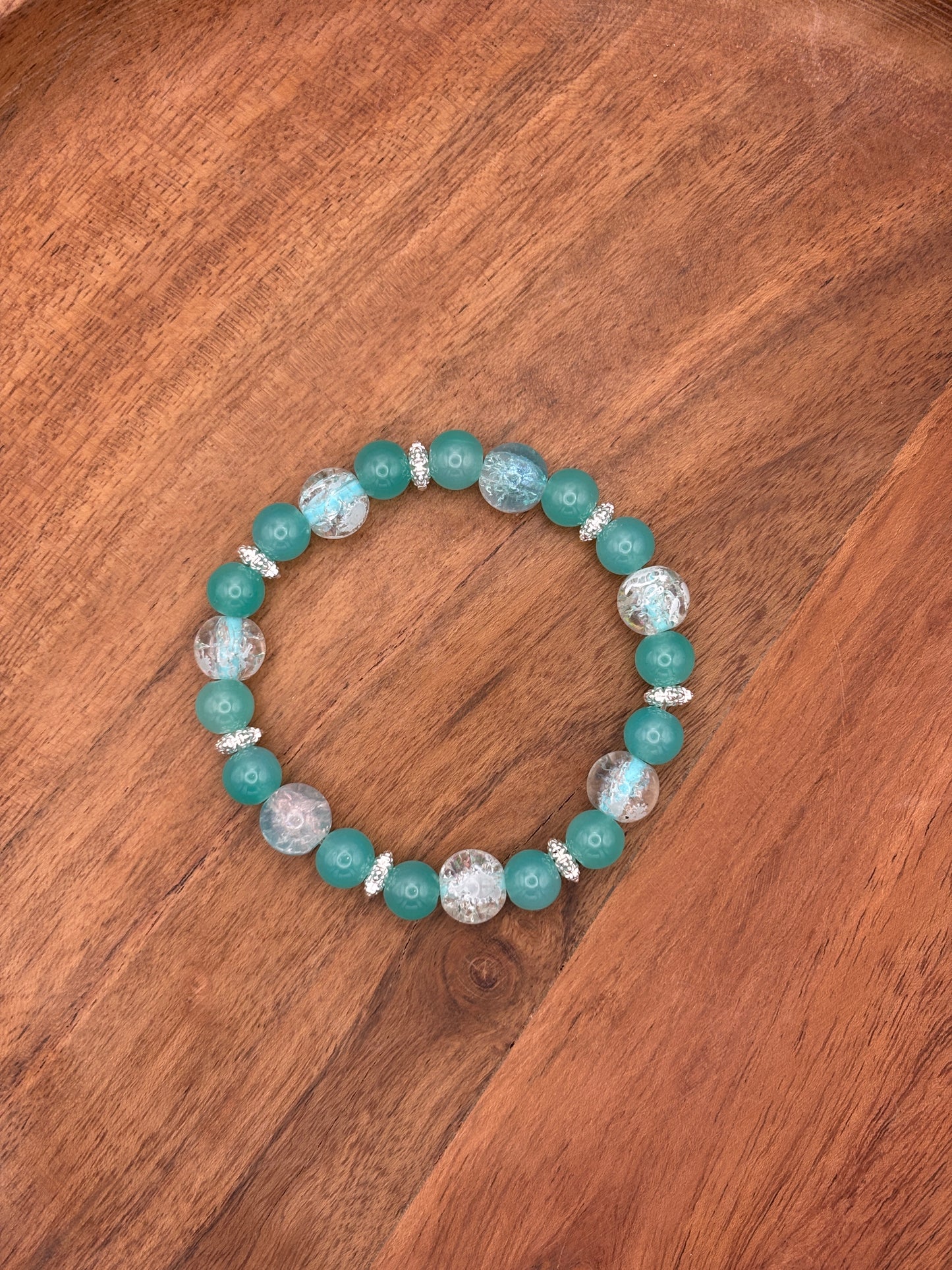 Sea Spray II  Handmade Glass Beaded Stretch Bracelet - 5