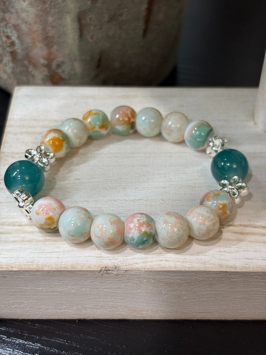 "Elizabeth" - Handmade Glass Beaded Stretch Bracelet