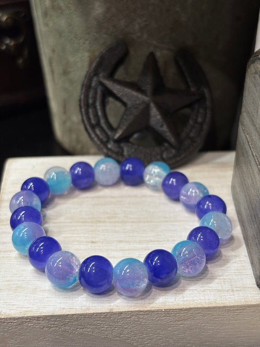"Violet Waters" - Handmade Glass Beaded Stretch Bracelet