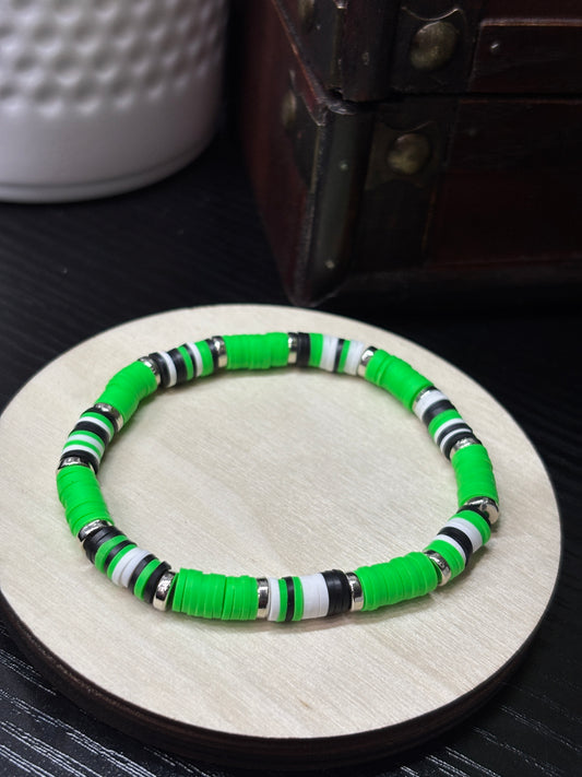 "Lush Voltage" - Handmade Clay Heishi Bead Stretch Bracelet