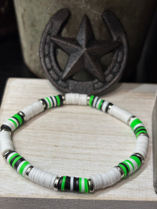 "Glow Storm" - Handmade Clay Heishi Bead Stretch Bracelet
