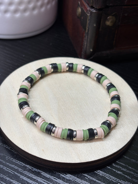 "Mystic Terrain" - Handmade Clay Heishi Bead Stretch Bracelet