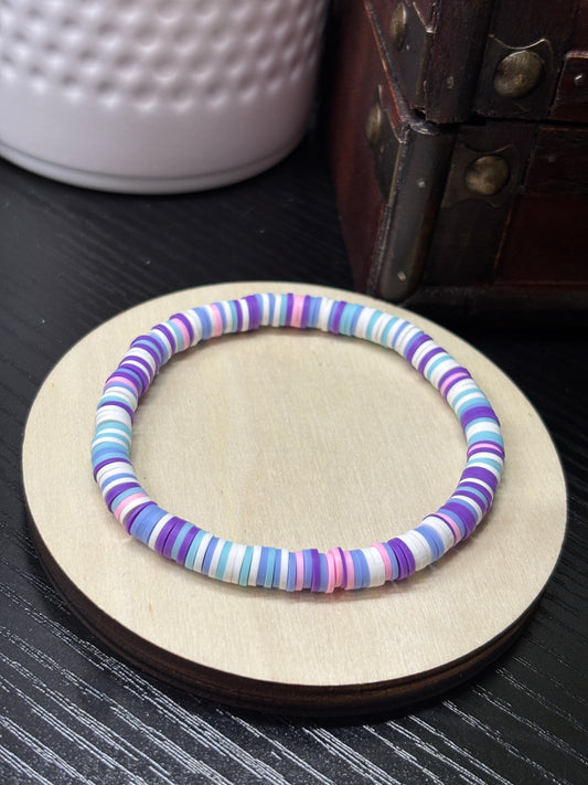 "Sugar Plum Dream" - Handmade Clay Heishi Bead Stretch Bracelet