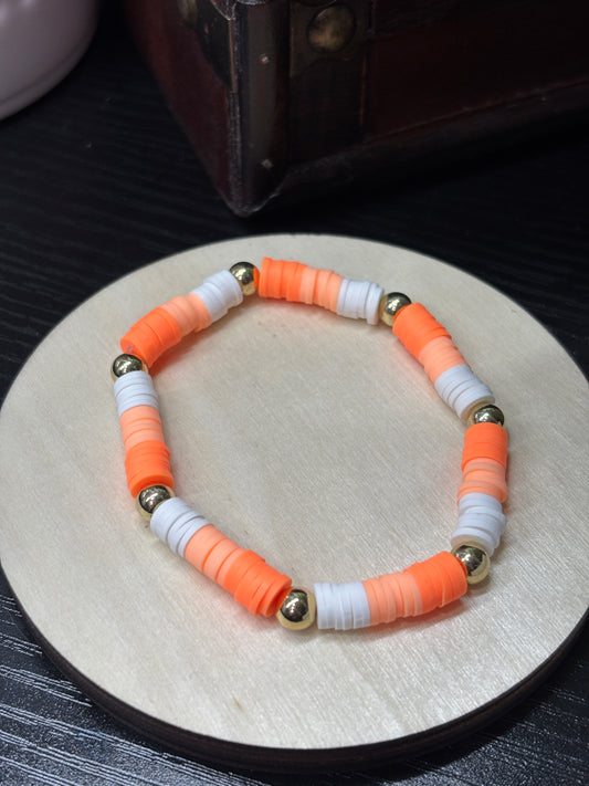 "Clementine Luxe" - Handmade Clay Heishi Bead Stretch Bracelet