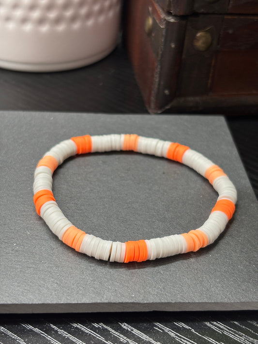 "Marmalade Dream" - Handmade Clay Heishi Bead Stretch Bracelet