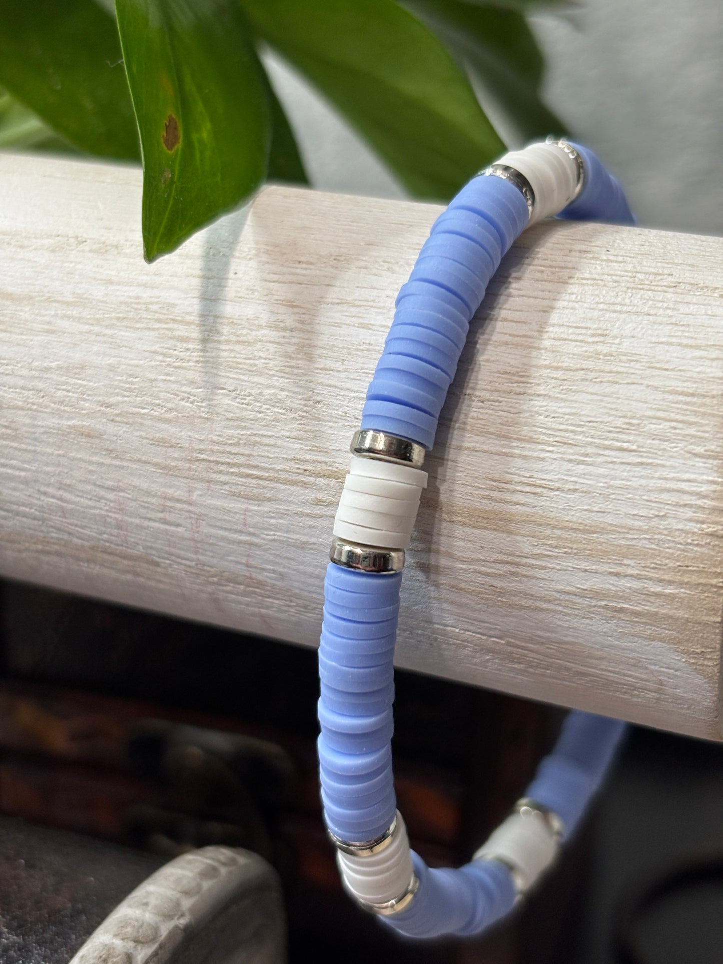 "Misty" - Handmade Clay Heishi Bead Stretch Bracelet