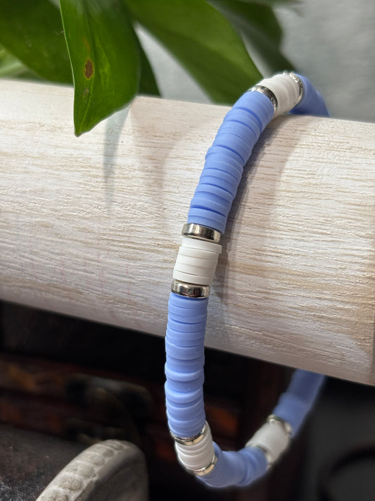 "Misty" - Handmade Clay Heishi Bead Stretch Bracelet