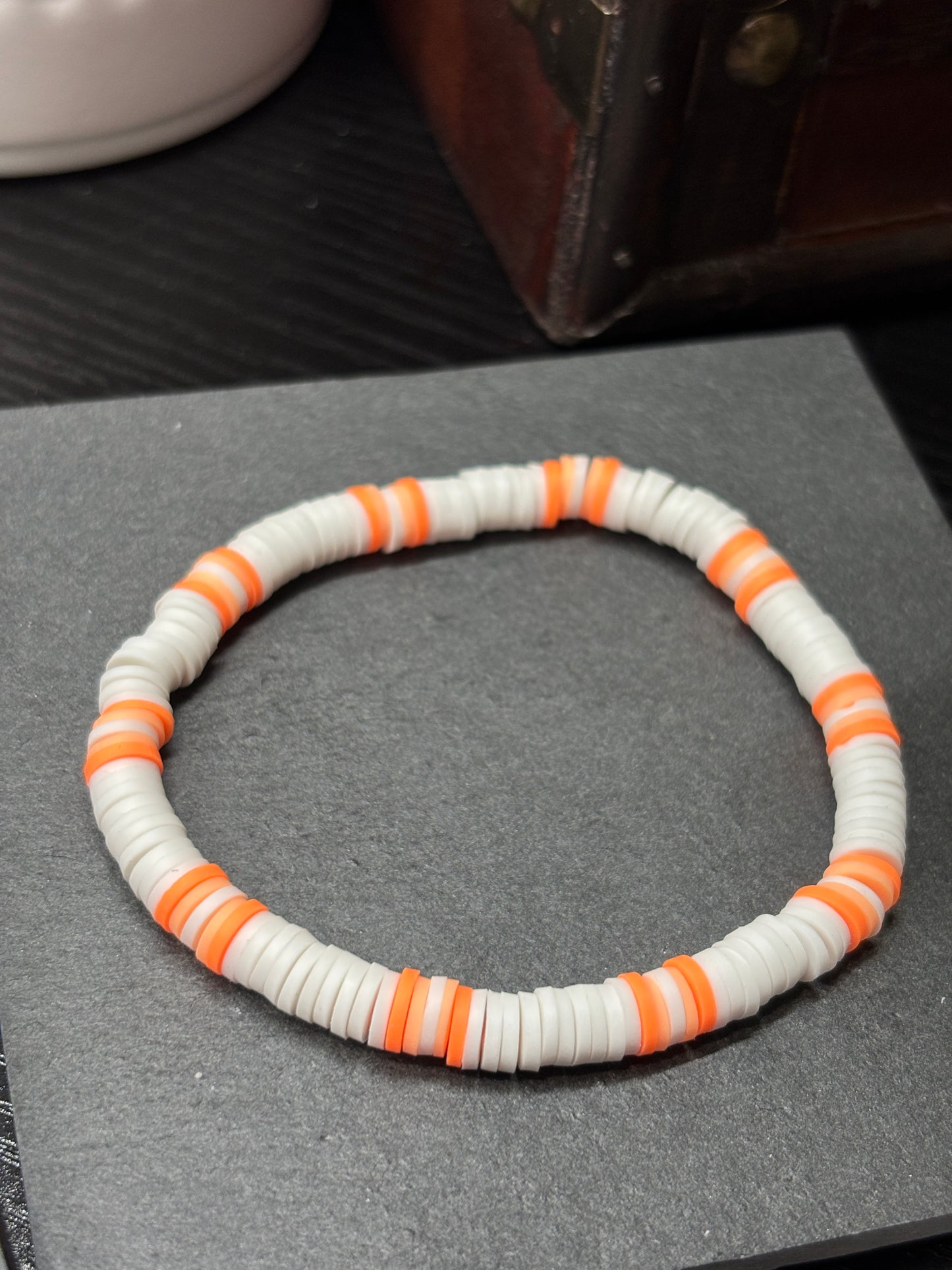 "Citrus Light" - Handmade Clay Heishi Bead Stretch Bracelet