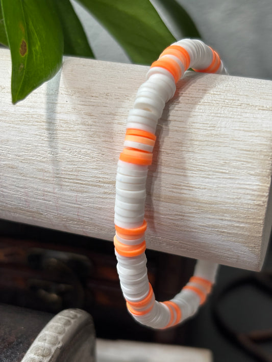 "Citrus Light" - Handmade Clay Heishi Bead Stretch Bracelet