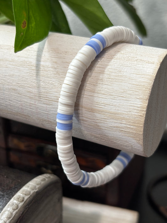 "Breeze" - Handmade Clay Heishi Bead Stretch Bracelet