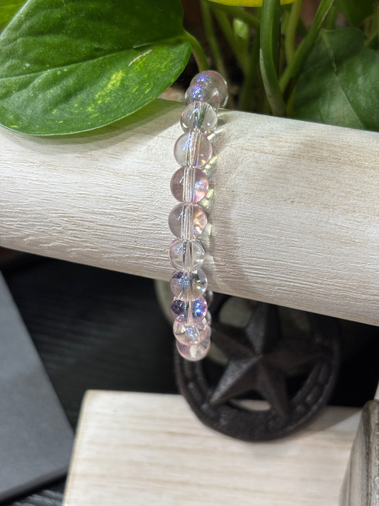 "Clear Abby" - Handmade Glass Beaded Stretch Bracelet