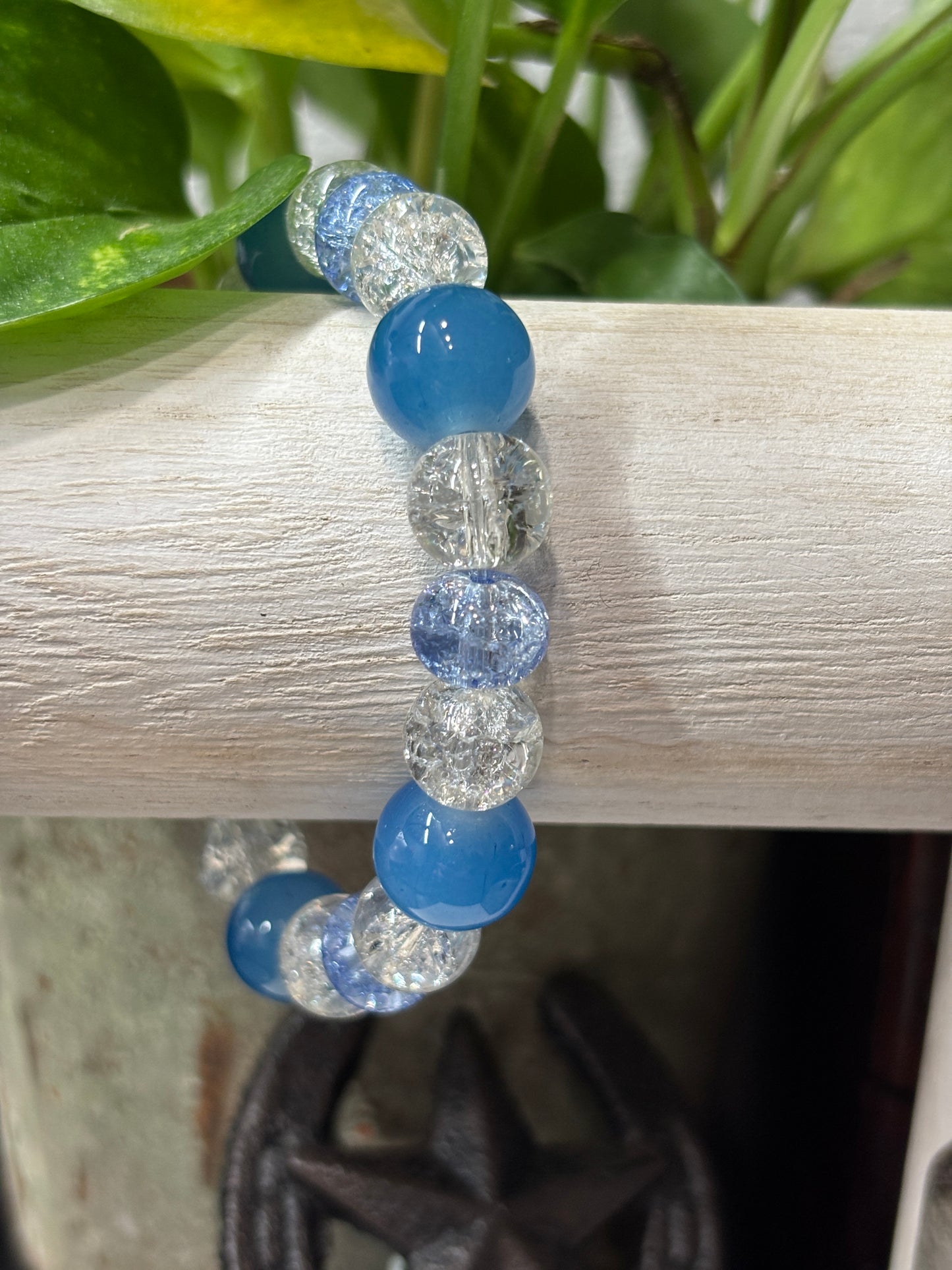 "Jean" - Handmade Glass Beaded Stretch Bracelet