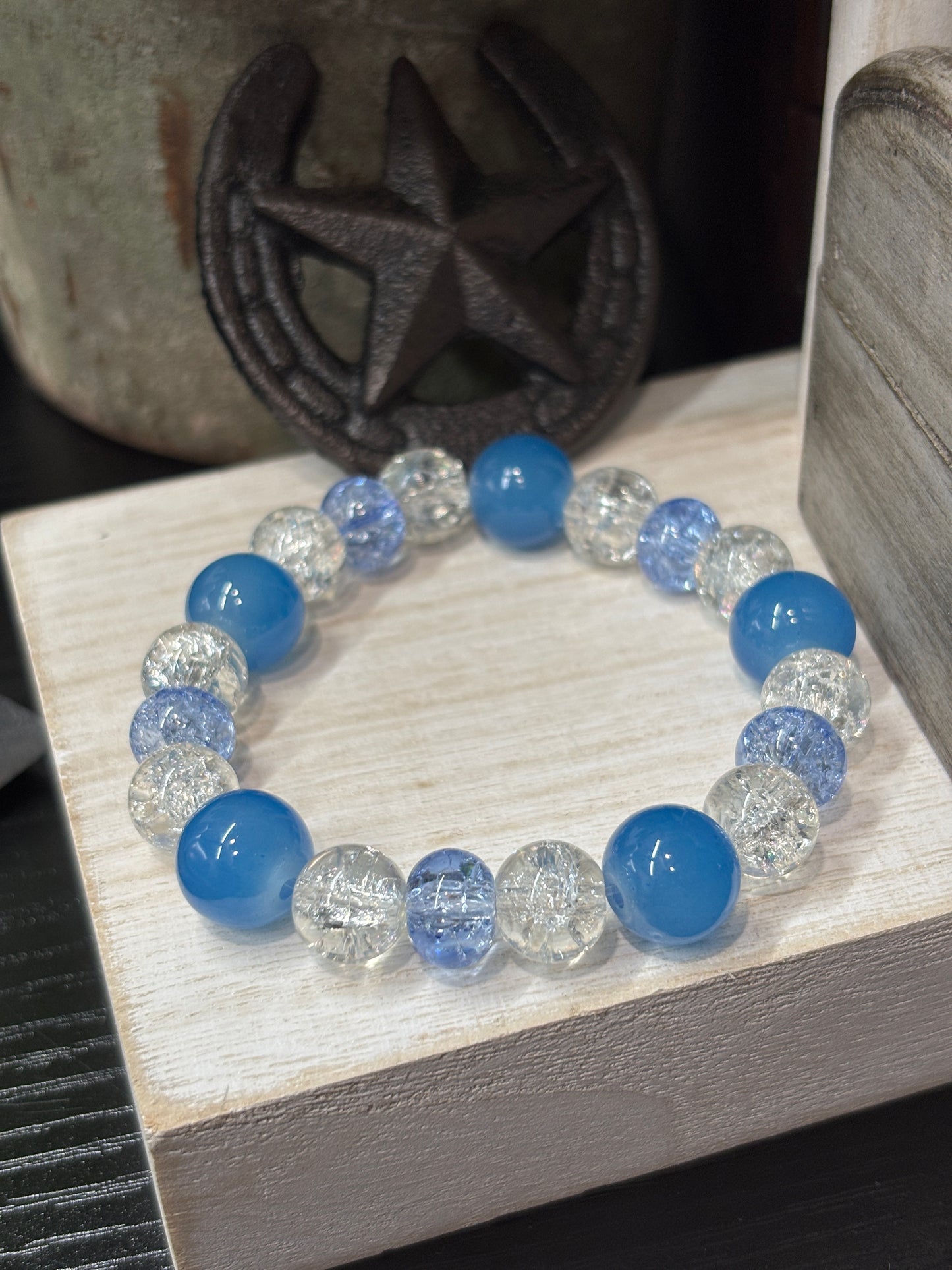 "Jean" - Handmade Glass Beaded Stretch Bracelet