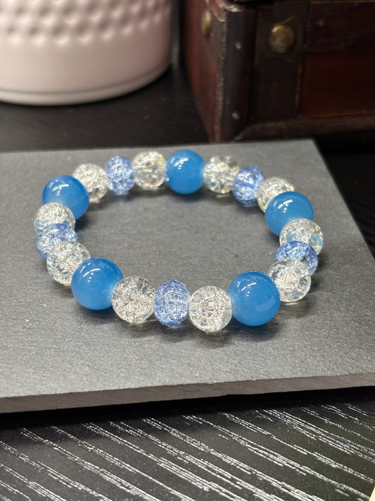 "Jean" - Handmade Glass Beaded Stretch Bracelet